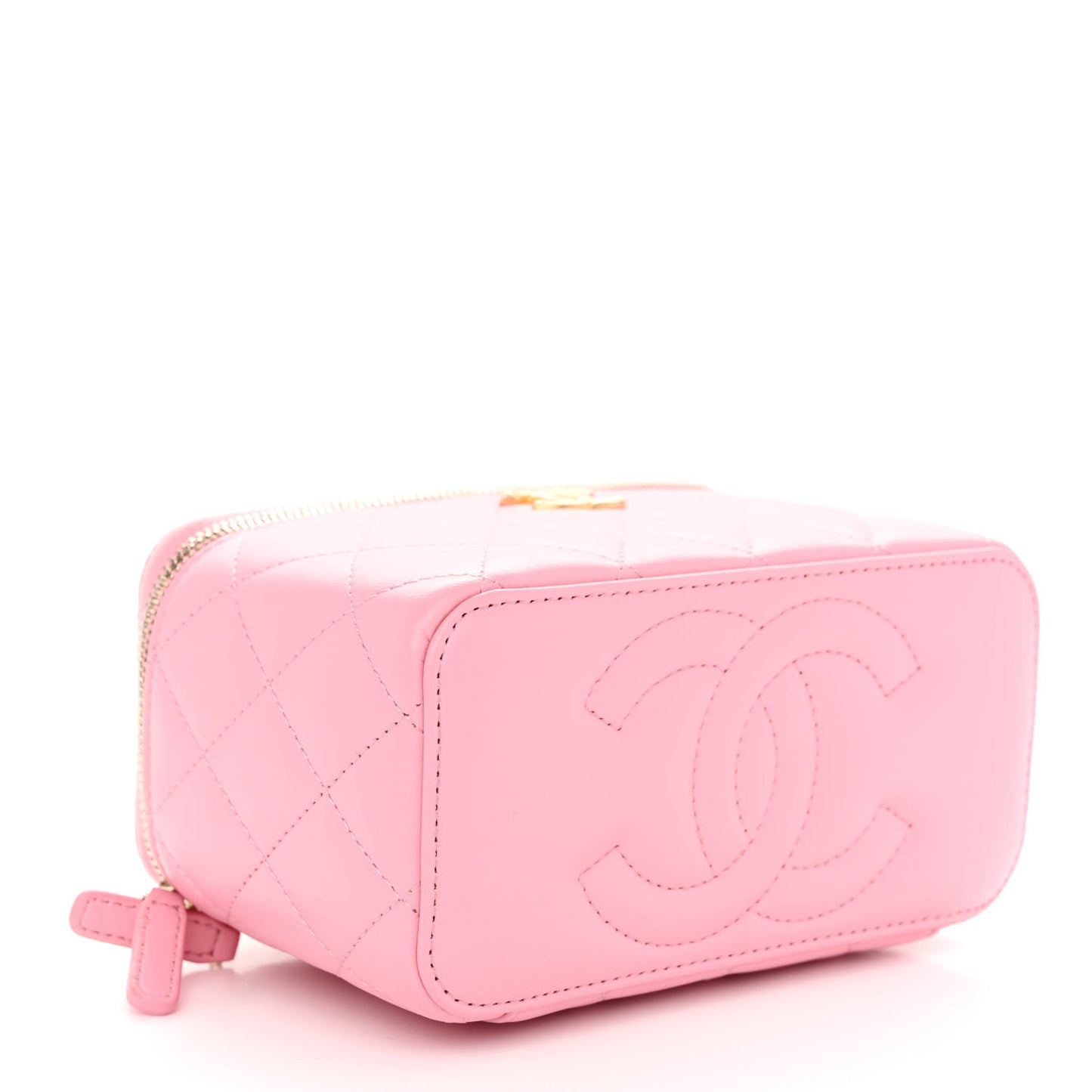 Lambskin Quilted Pick Me Up Vanity Case Pink