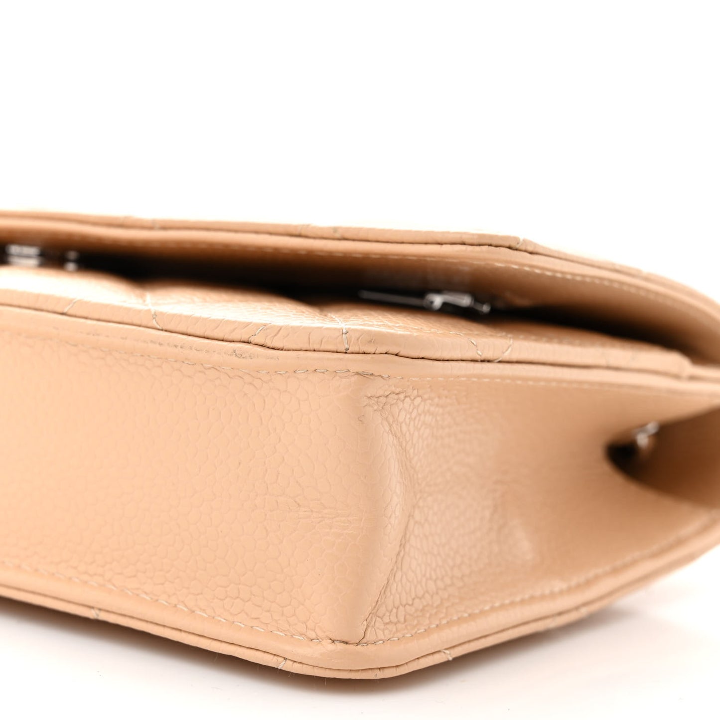 Caviar Quilted Wallet On Chain WOC Beige