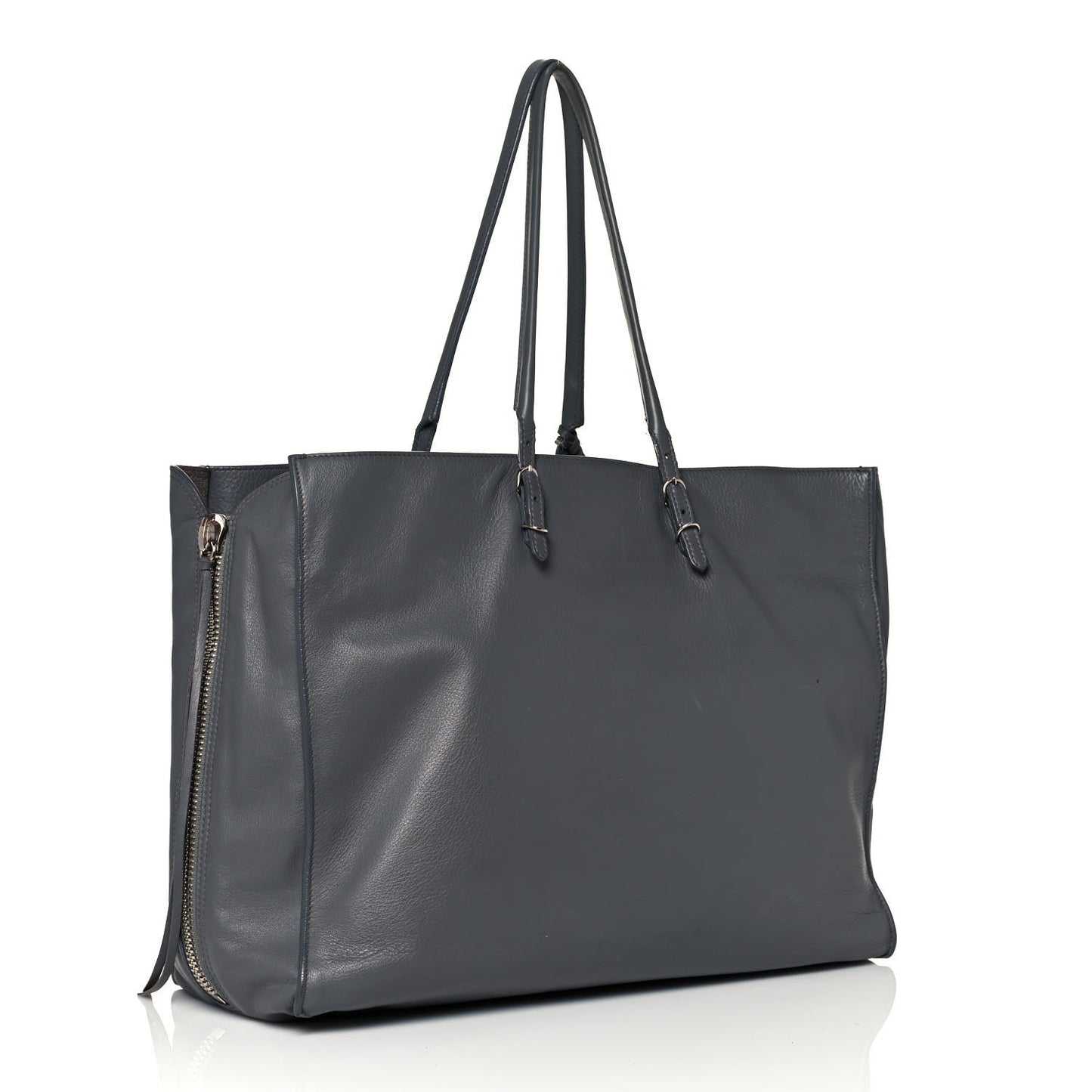 Veau Papier A4 Zip Around Tote Gris Metal