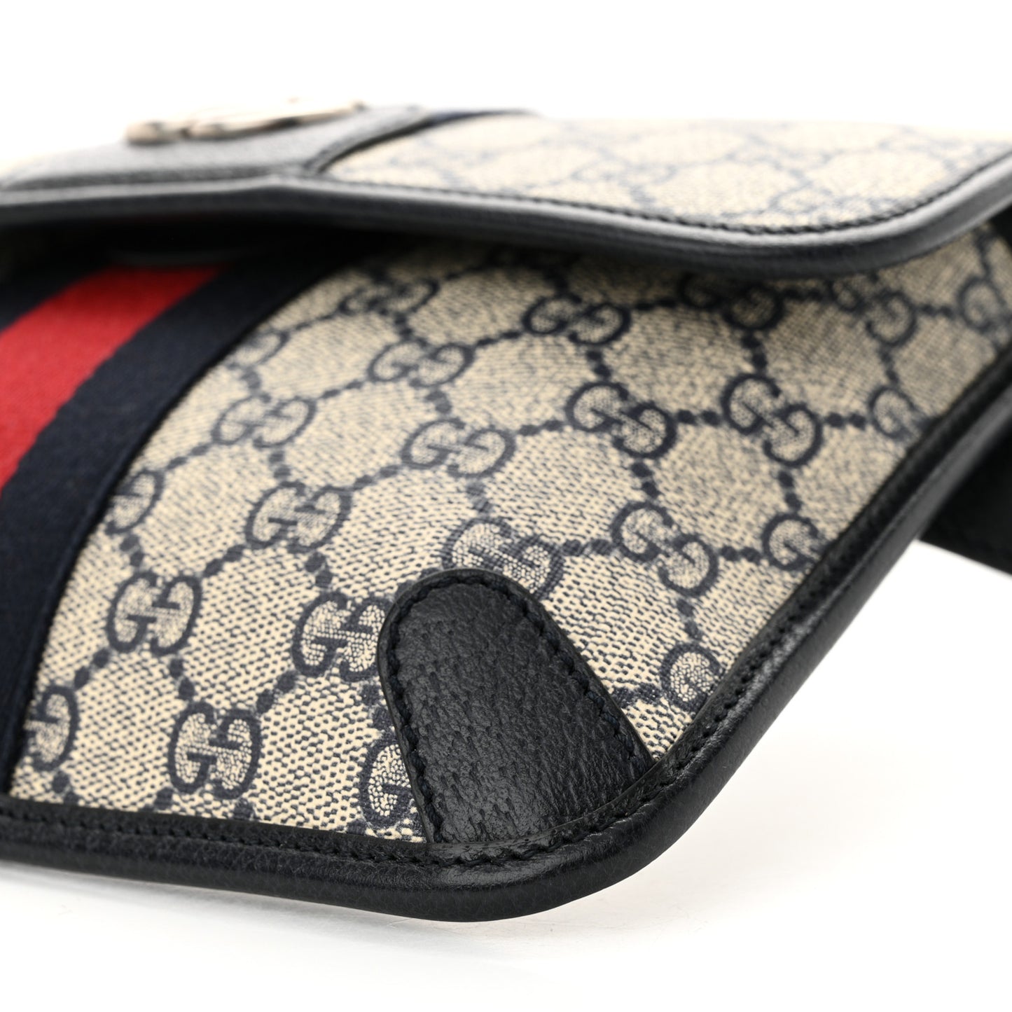 GG Supreme Monogram Web Small Ophidia Belt Bag 100 40 Beige Navy