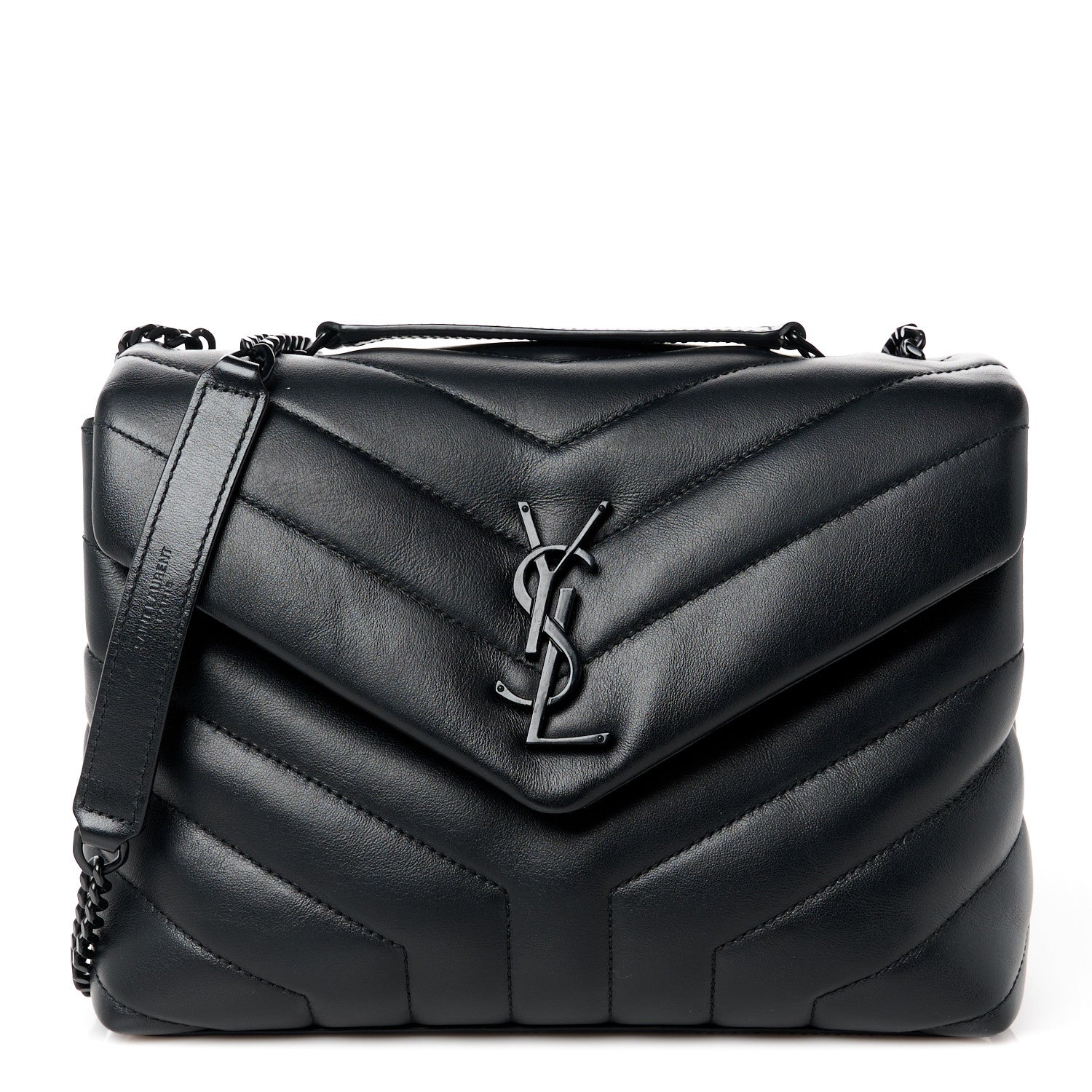 Saint Laurent Calfskin Y Quilted Monogram Monochrome Small Loulou Chain Satchel Black 1 of 12