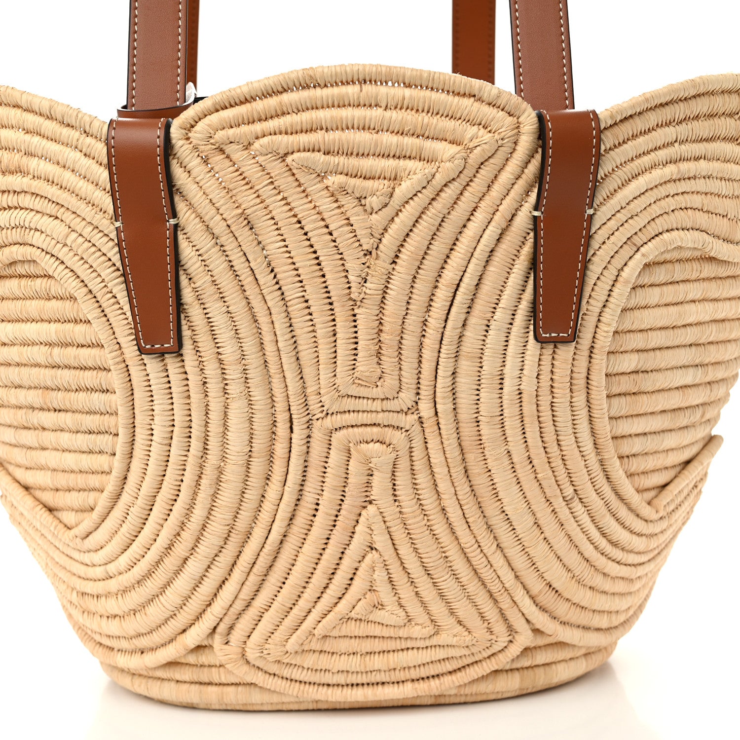 Celine Braided Raffia Calfskin Triomphe Small Panier Tan 9 of 11