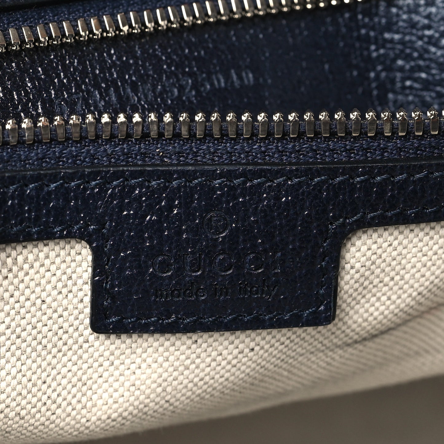 GG Supreme Monogram Textured Dollar Calfskin Web Medium Retro Interlocking G Tote Bag Beige Blue