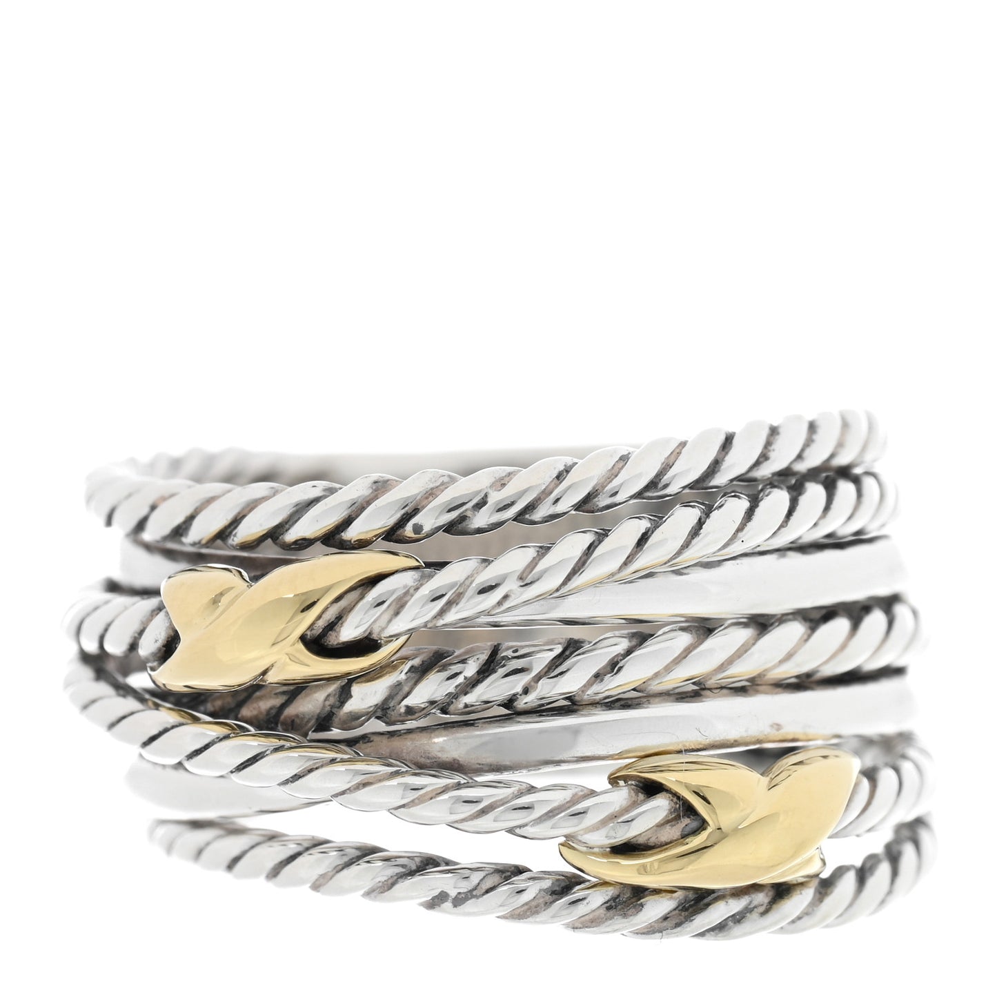 Sterling Silver 18K Yellow Gold Double X Crossover Ring 55 7.25