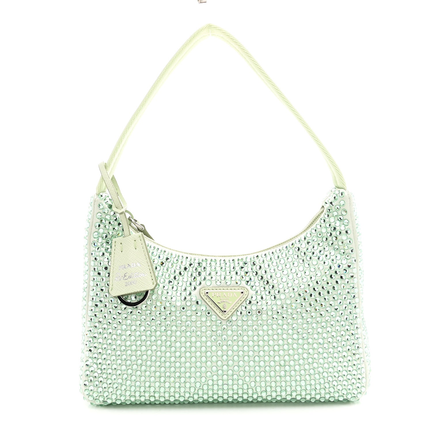 Prada Satin Crystal Mini Re-Edition 2000 Bag Acqua 1866154
