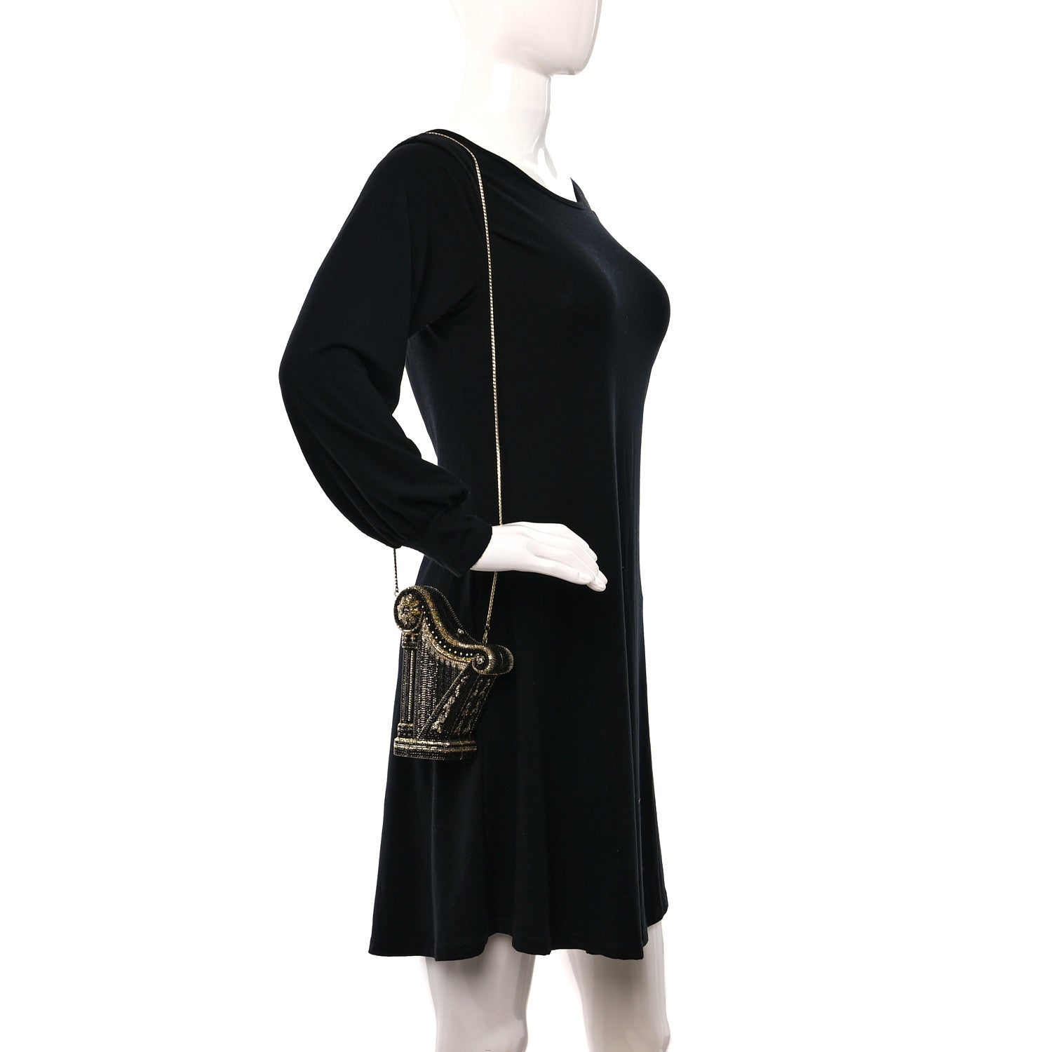 Judith Leiber Swarovski Crystal Carnegie Hall Harp Minaudiere Clutch Gold Multicolor 2 of 12