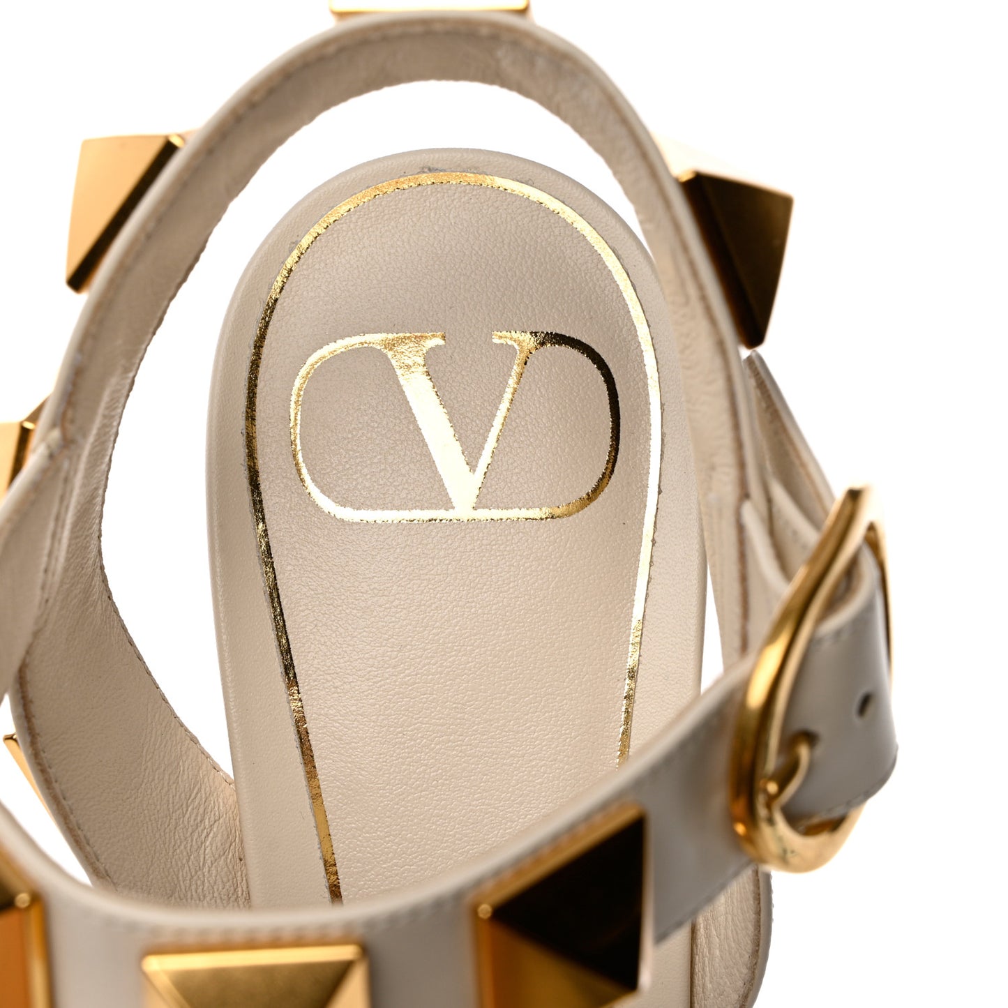 Calfskin Roman Stud 60mm Sandals 36.5 Light Ivory