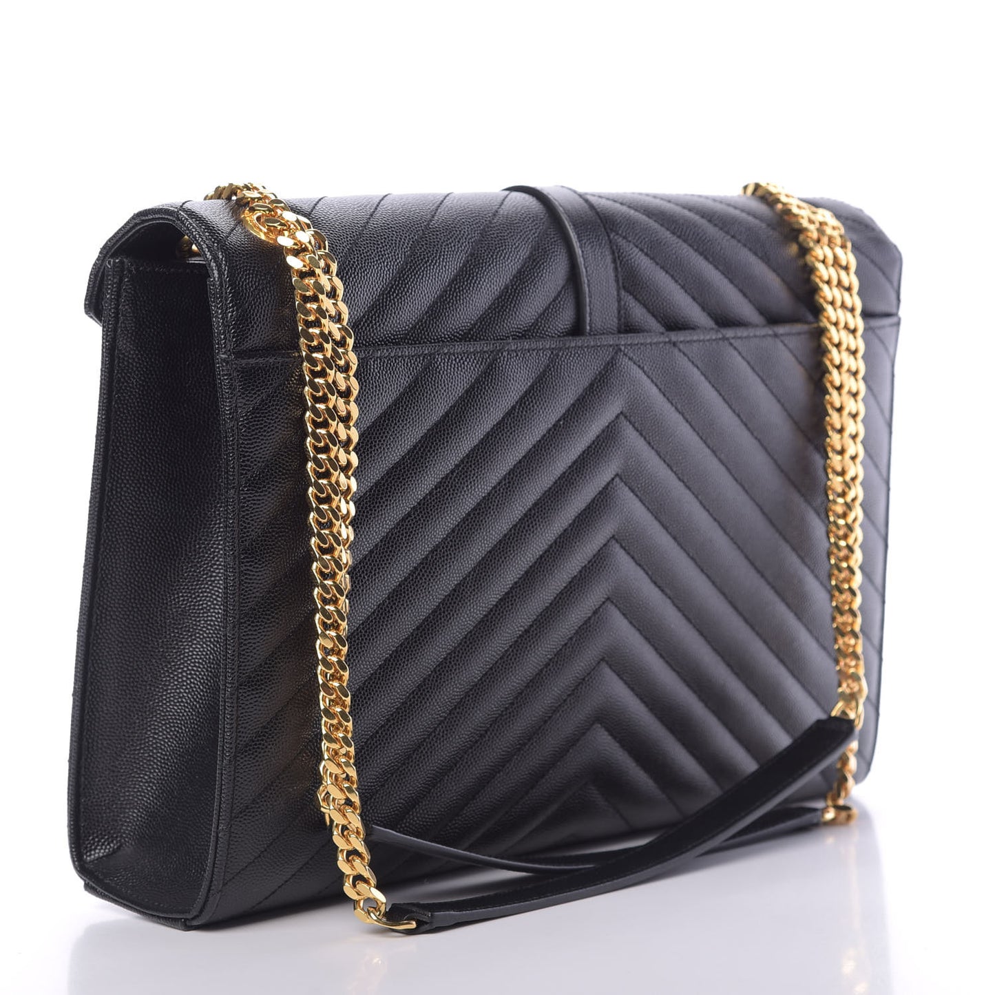 Grain De Poudre Matelasse Chevron Large Monogram Satchel Black
