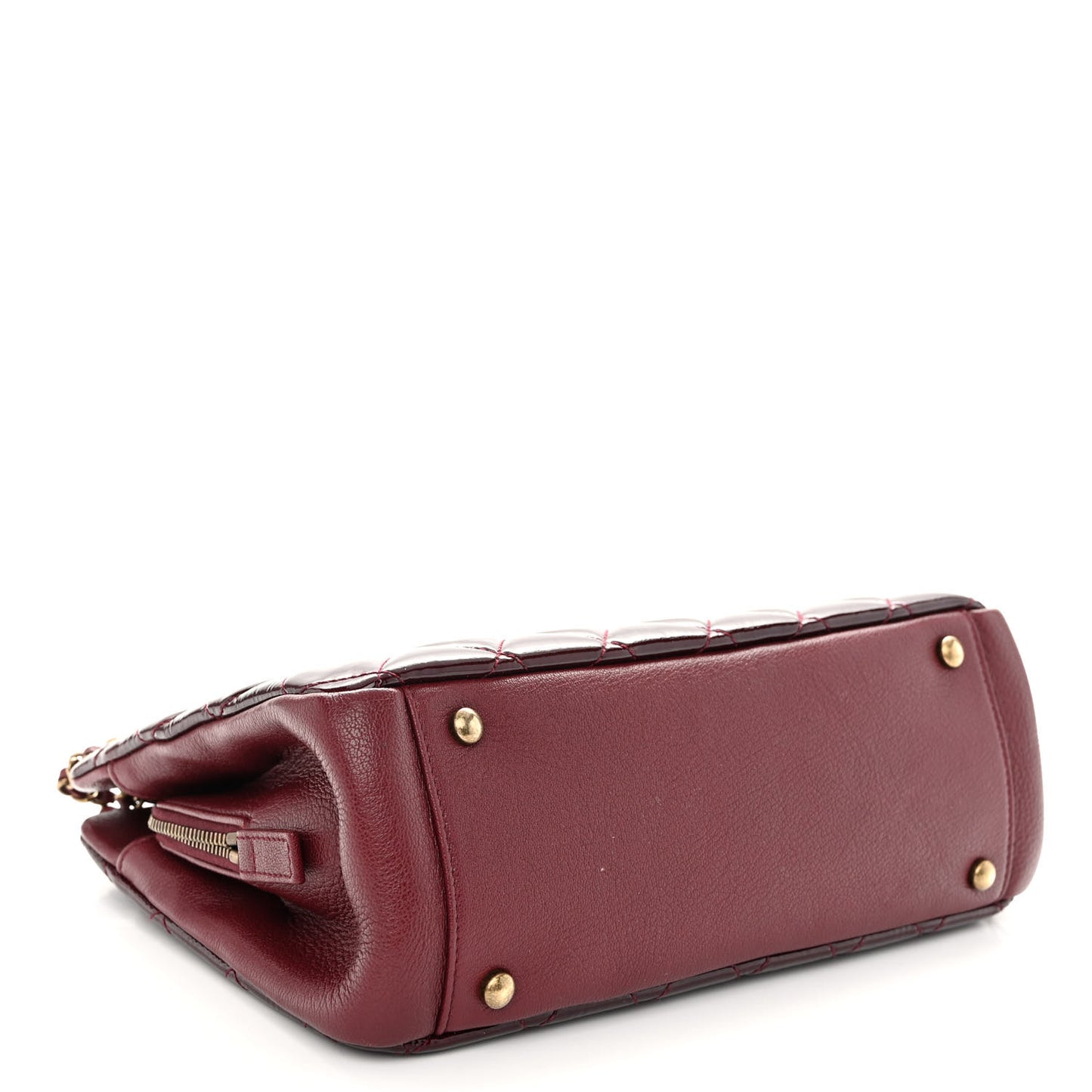 Patent Quilted CC Small Tote Red