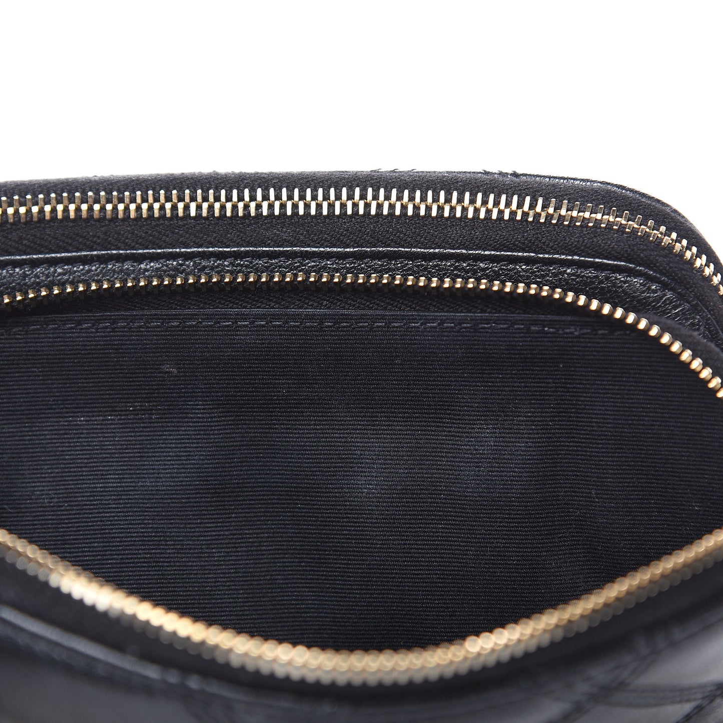 Grained Lambskin Quilted Mini Becky Double Zip Bag Black