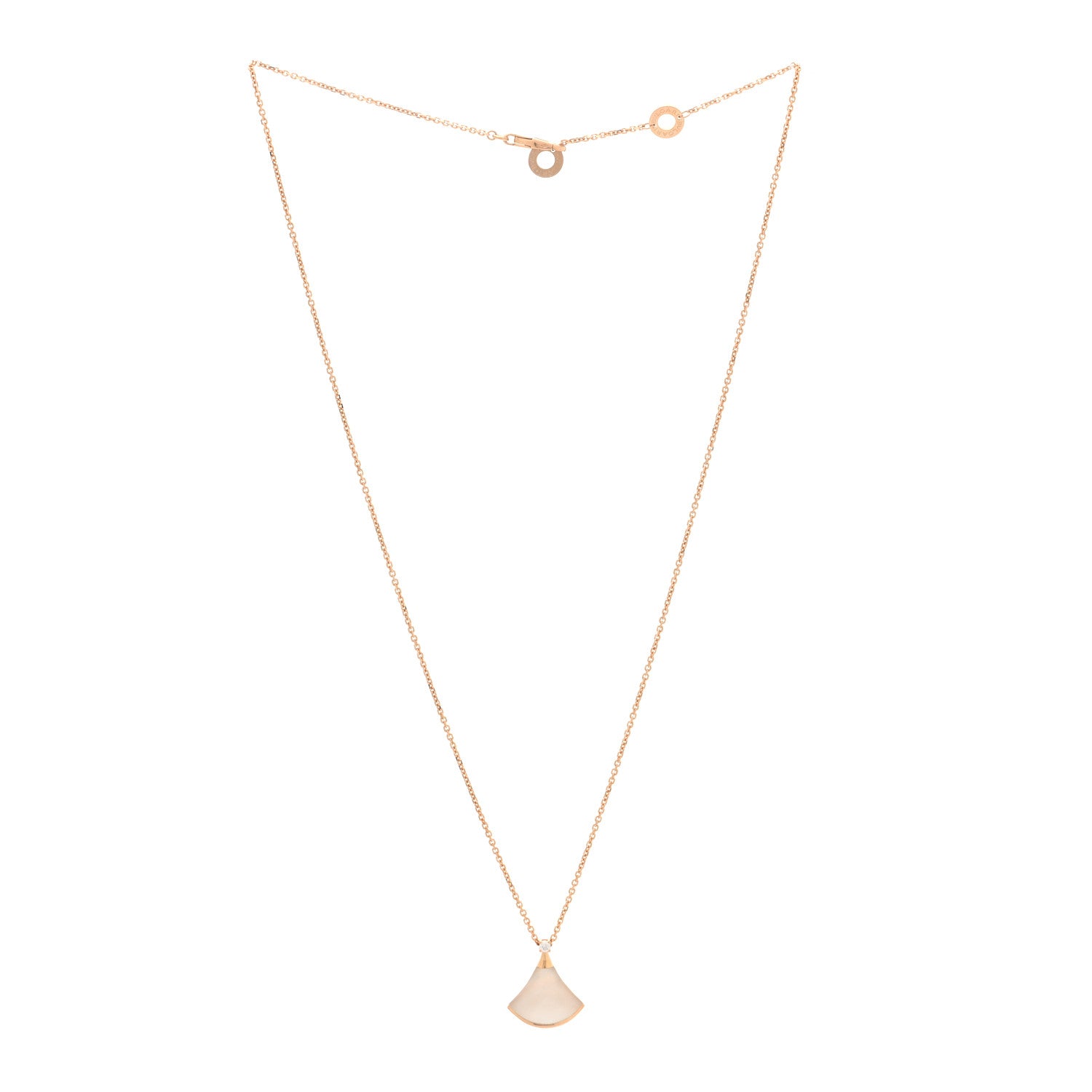 Bulgari 18K Rose Gold Diamond Mother of Pearl Small Divas' Dream Pendant Necklace 3 of 4