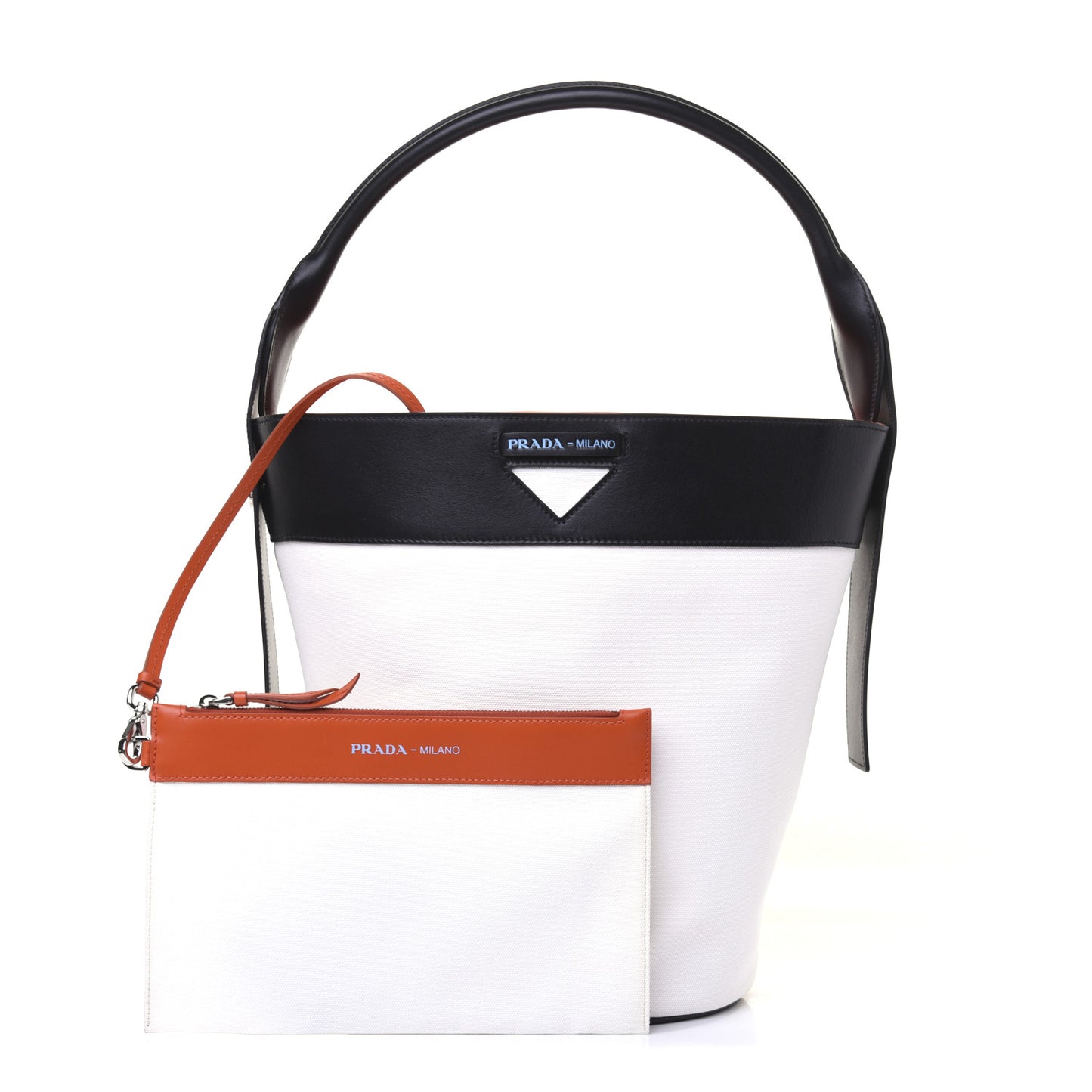Calfskin Canvas Ouverture Bucket Bag White