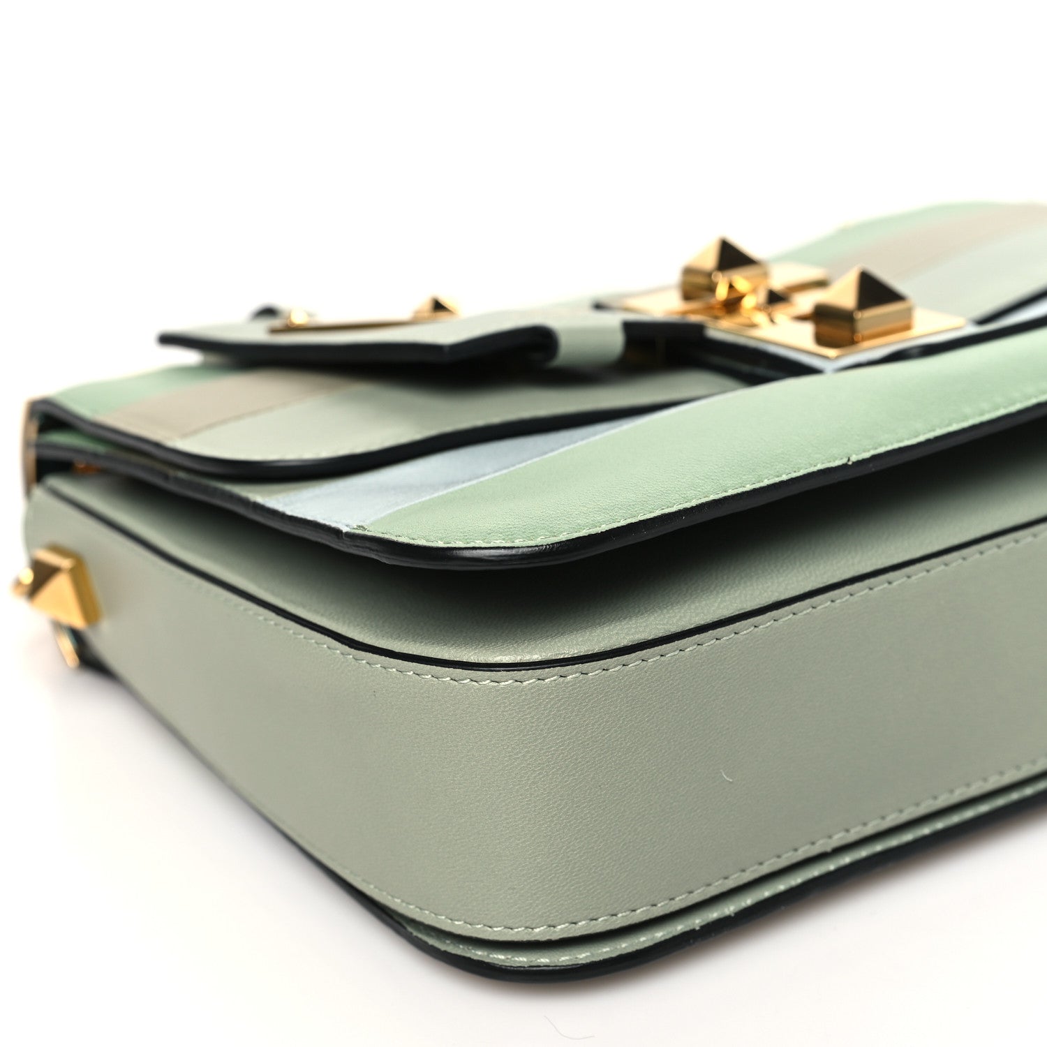 Valentino Garavani Nappa Striped B-Rockstud Flap Green 8 of 10