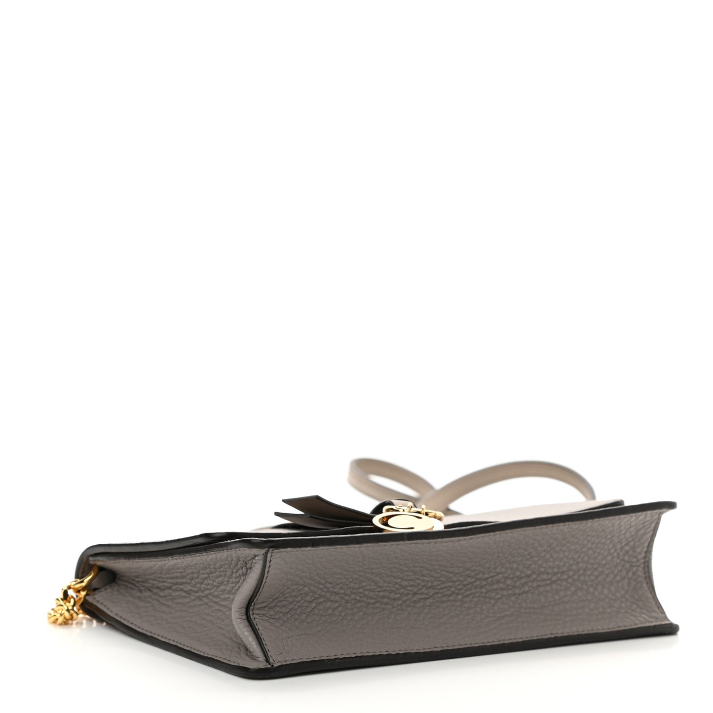 Grained Calfskin Alphabet Clutch Shoulder Bag Grey