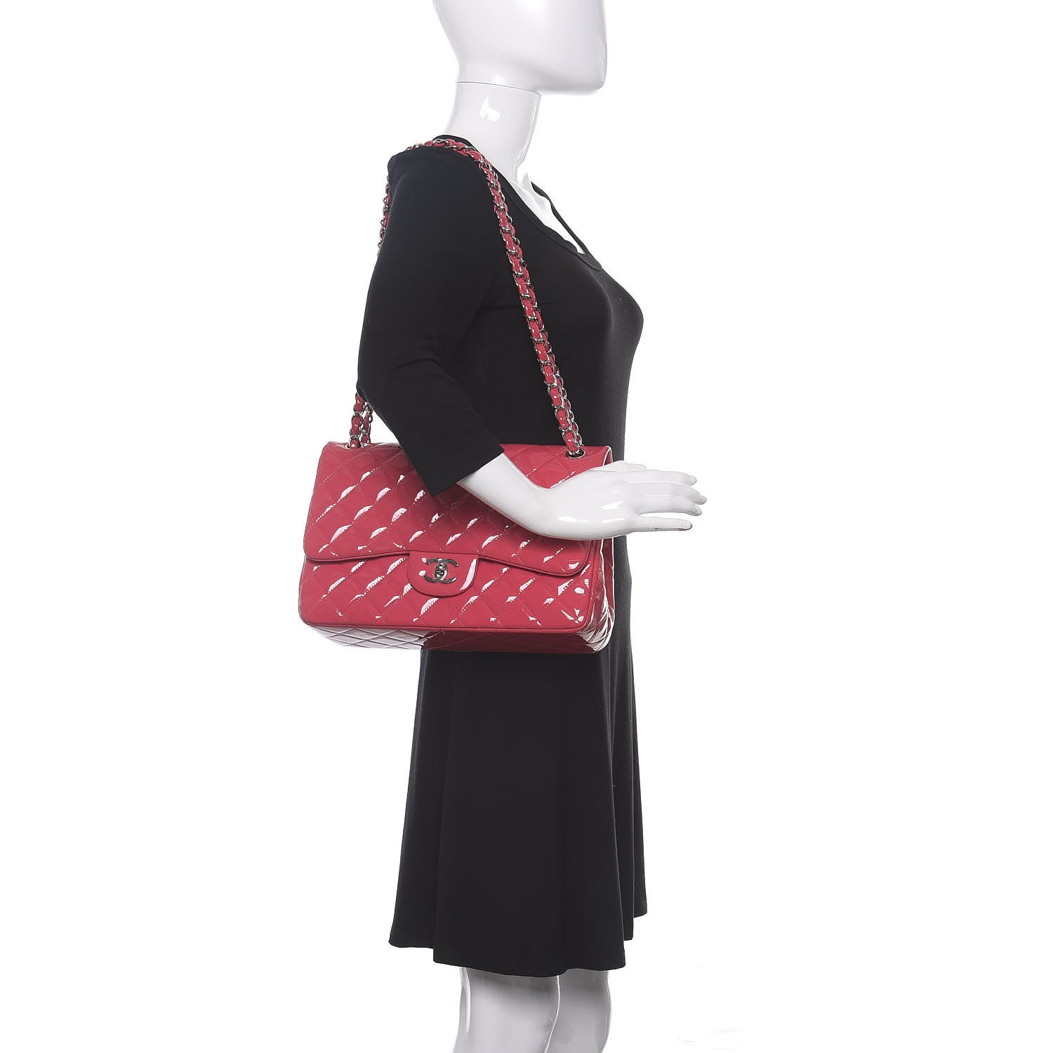 Chanel Patent Quilted Jumbo Double Flap Pink 2 of 14