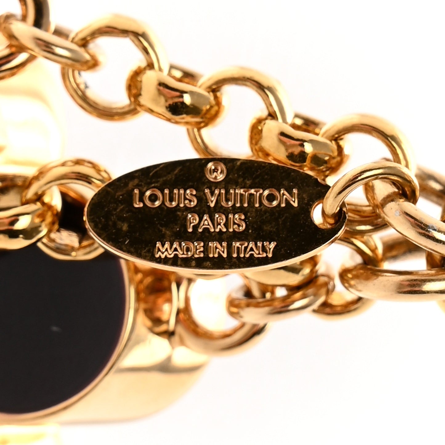 Metal Enamel Fleur De Monogram Bag Charm Dore