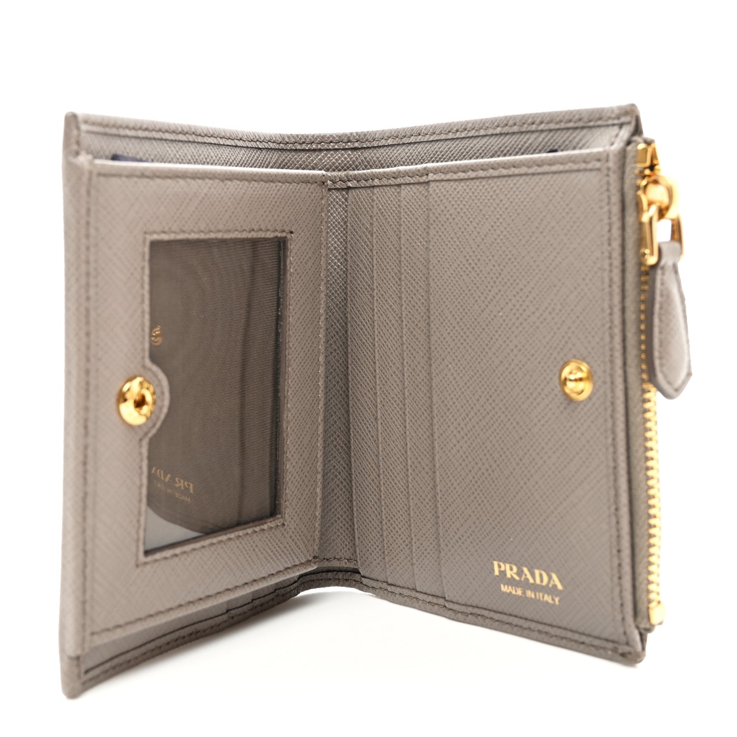 Saffiano Zip Top Compact Wallet Argilla
