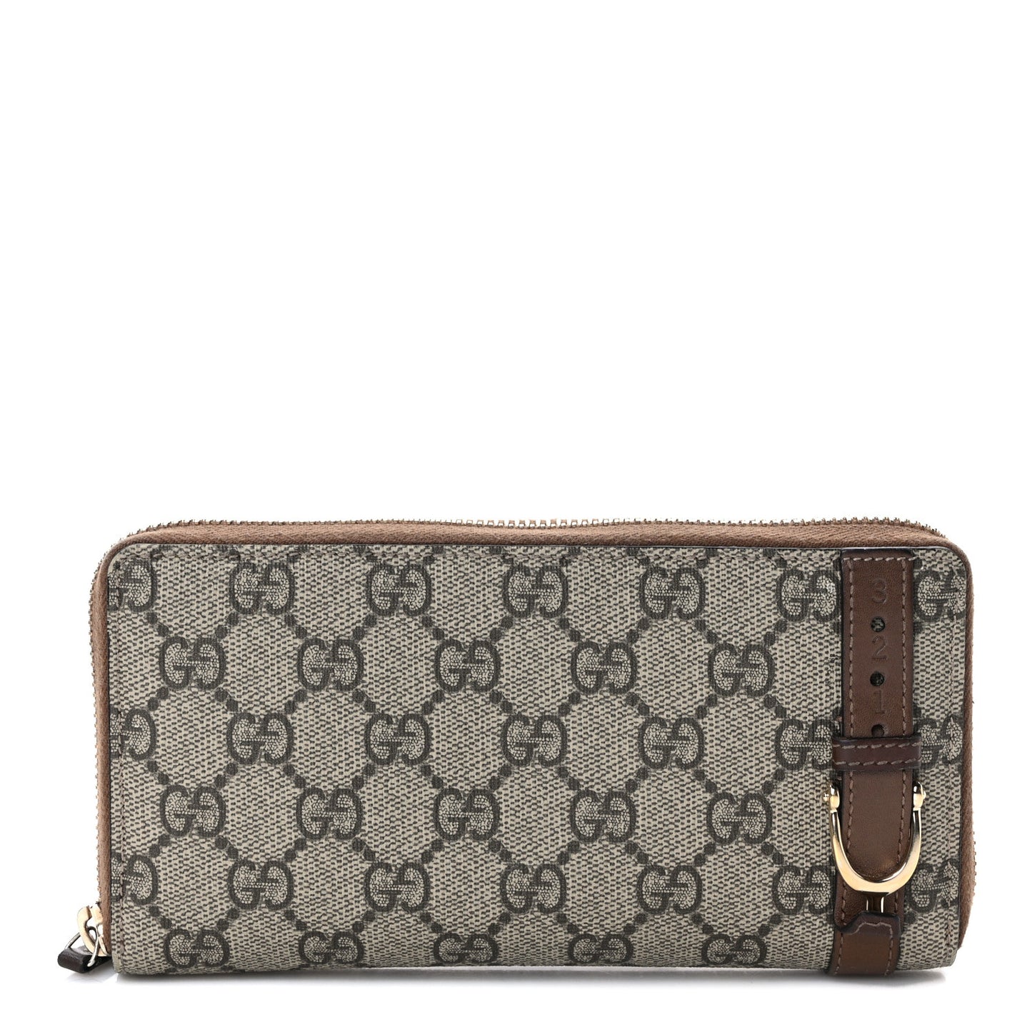 GG Supreme Monogram Nice Zip Around Wallet Maple Brown