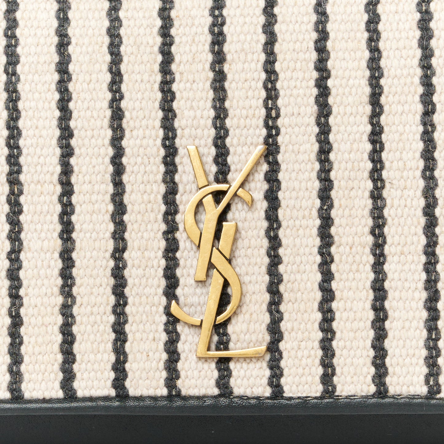 Canvas Striped Phone Holder Crossbody Beige Black