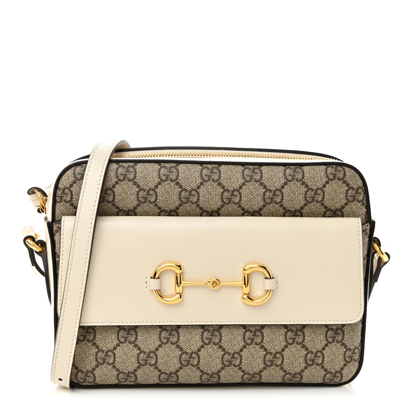 GG Supreme Monogram Small Horsebit 1955 Shoulder Bag Beige Mystic White