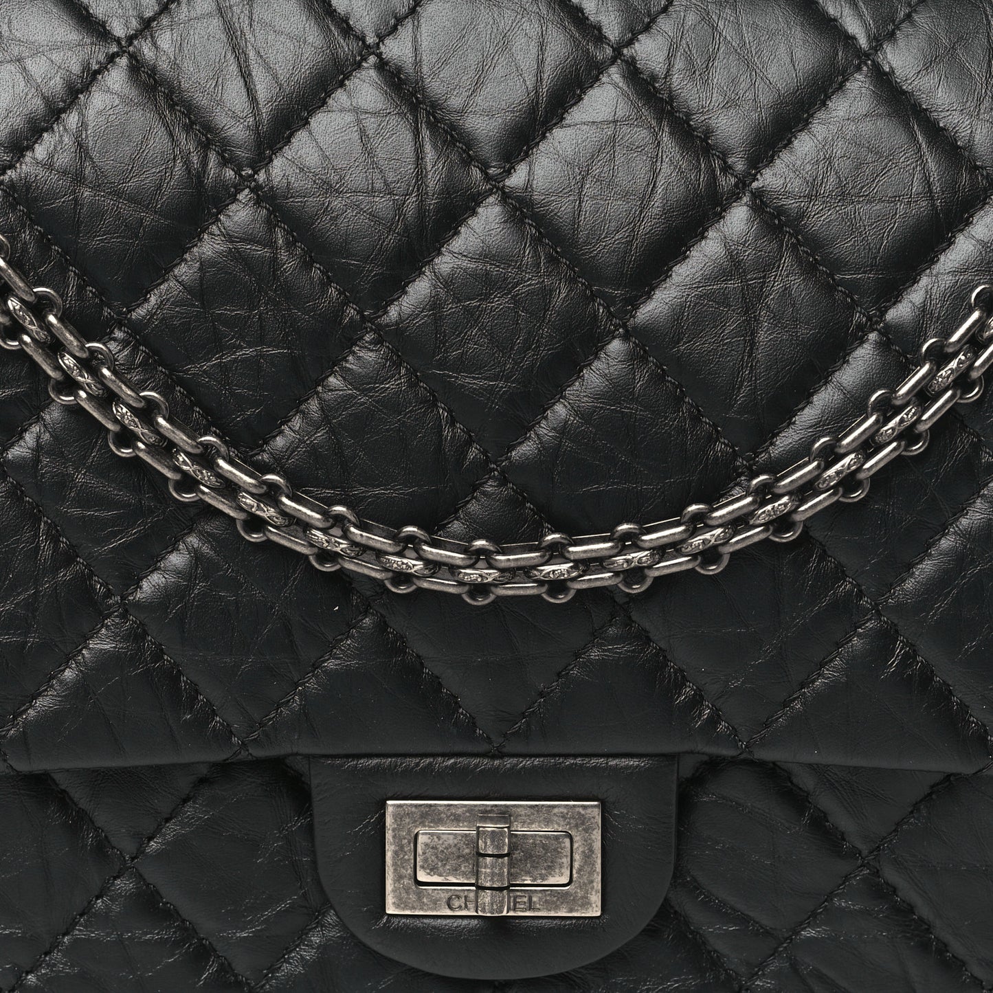 Aged Calfskin Quilted 2.55 Reissue 226 Flap Black