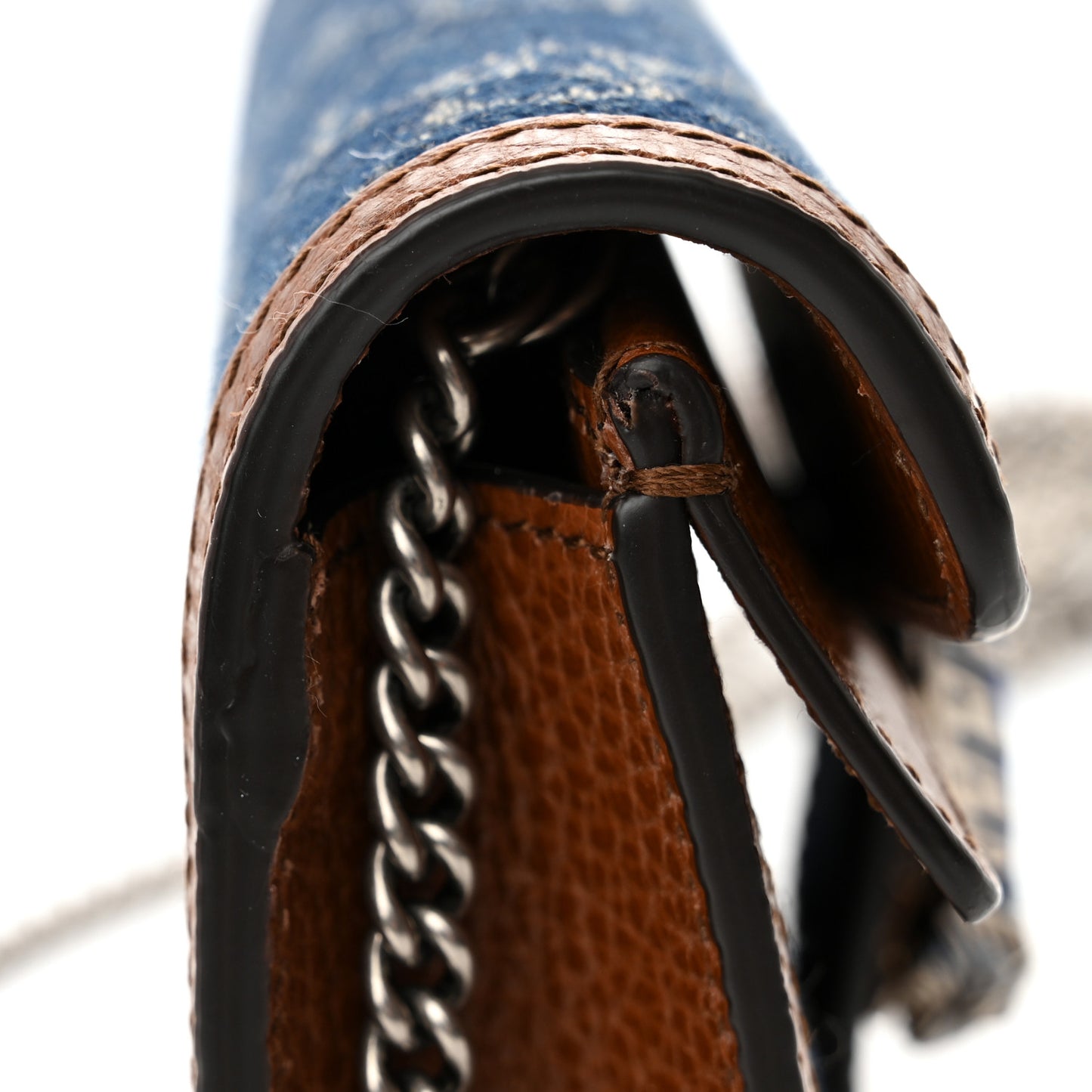 New Denim GG Monogram Dollar Calfskin Enamel Super Mini Dionysus Shoulder Bag Blue Tea Cuir Epilog Electric Blue