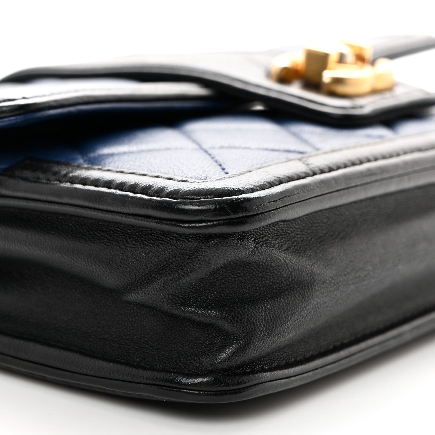 Chanel Lambskin Quilted Elegant CC Wallet On Chain WOC Blue Black 10 of 11