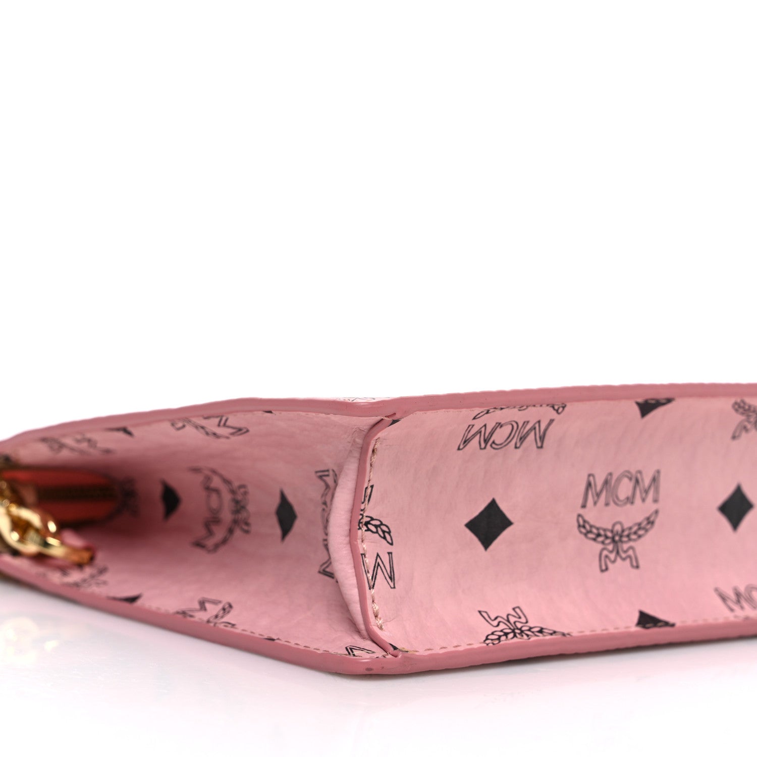 MCM Visetos Aren Wristlet Standing Pouch On Chain Soft Pink 8 of 9