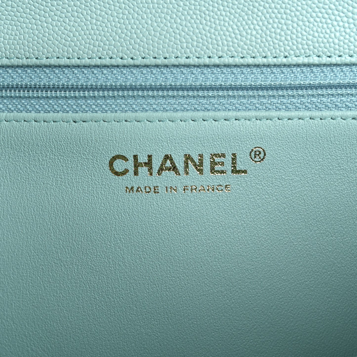 Caviar Quilted Flap Clutch Light Blue