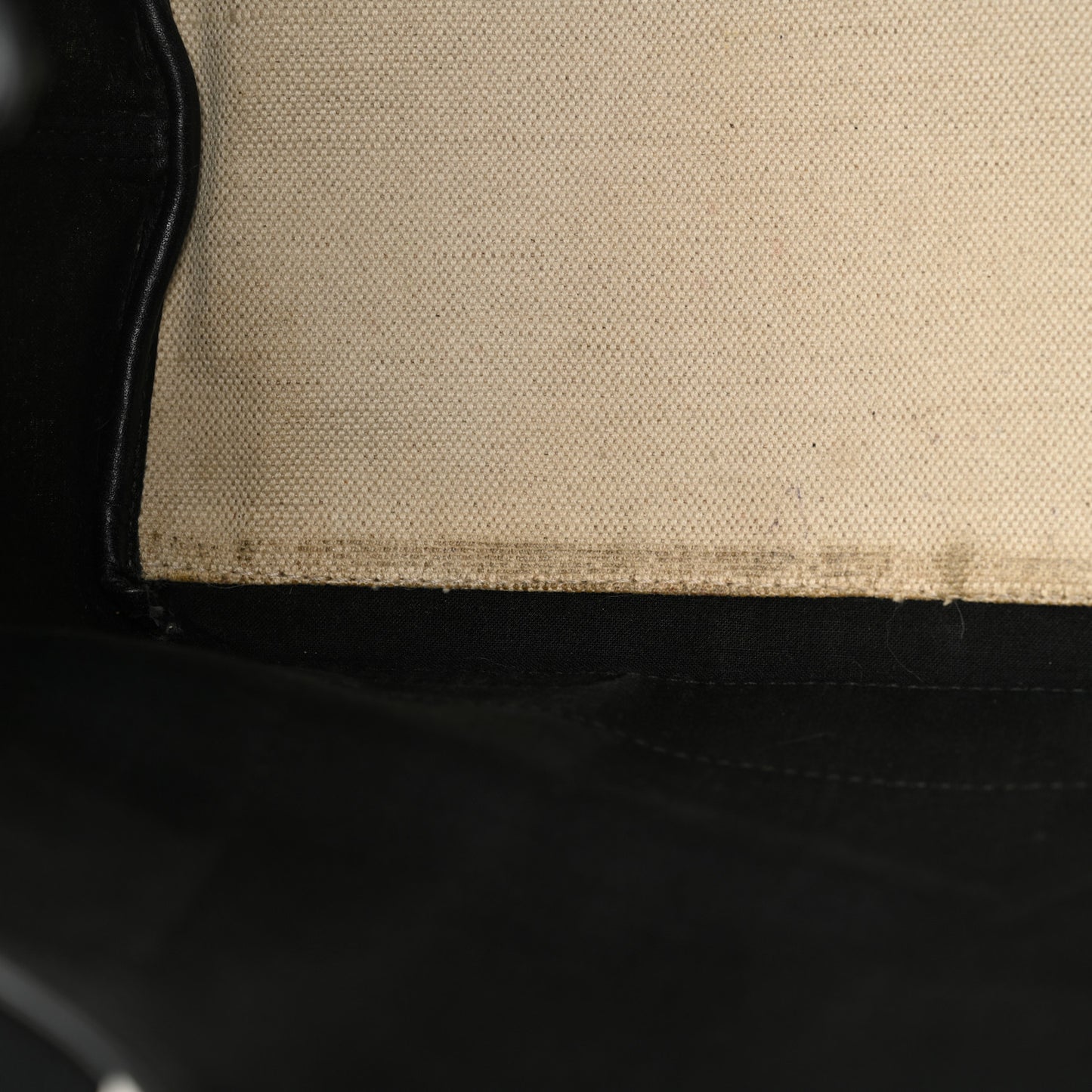 Cotton Canvas Satin Calfskin S Navy Cabas Natural Black