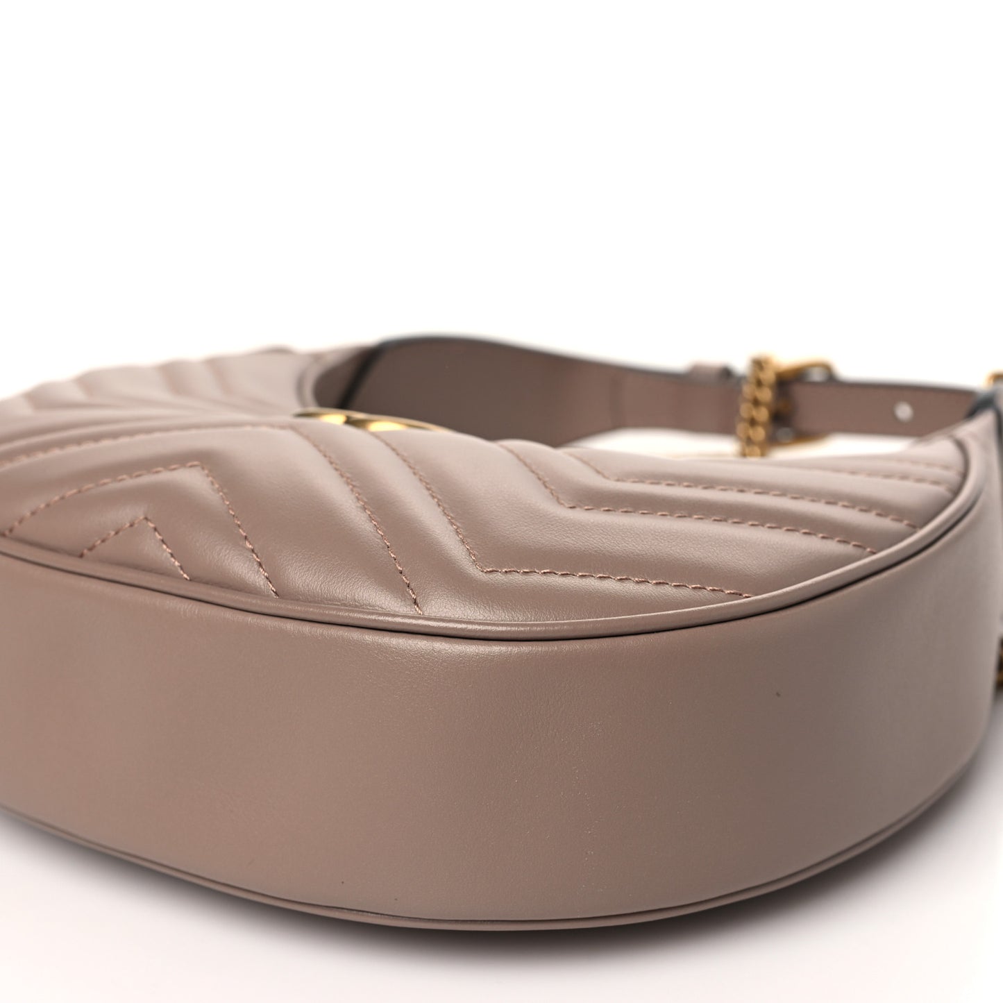 Calfskin Matelasse Chevron Mini GG Marmont Half Moon Hobo Porcelain Rose