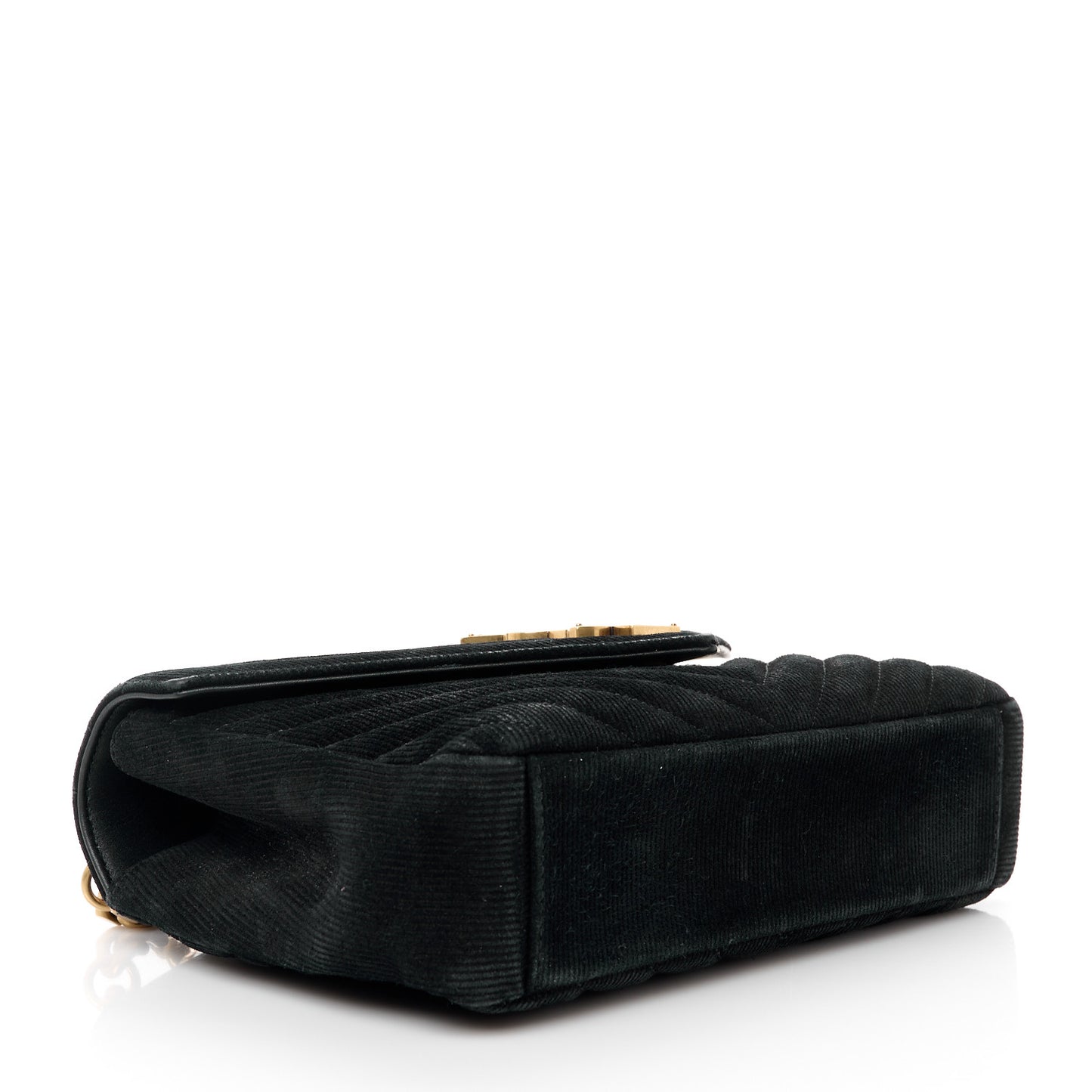 Suede Matelasse Chevron Monogram Medium College Bag Black