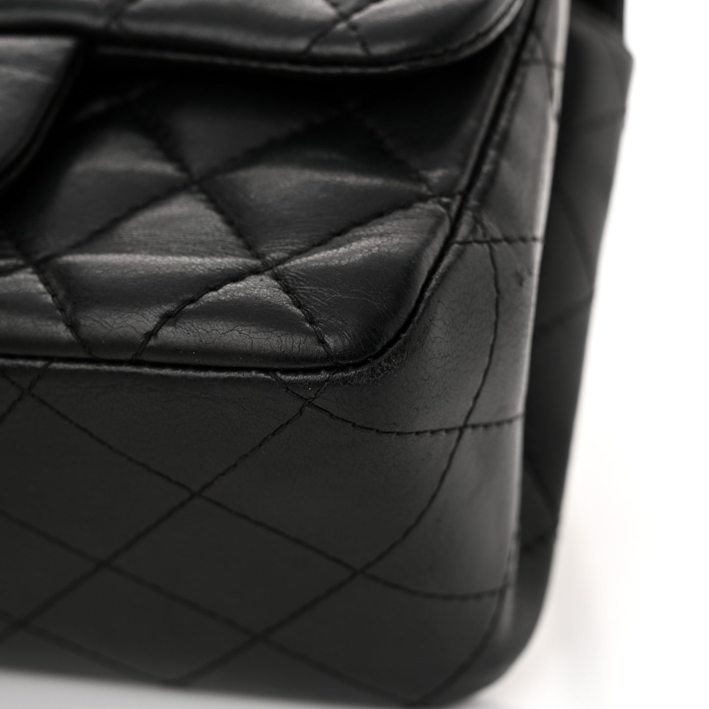 Lambskin Quilted Mini Square Flap Black