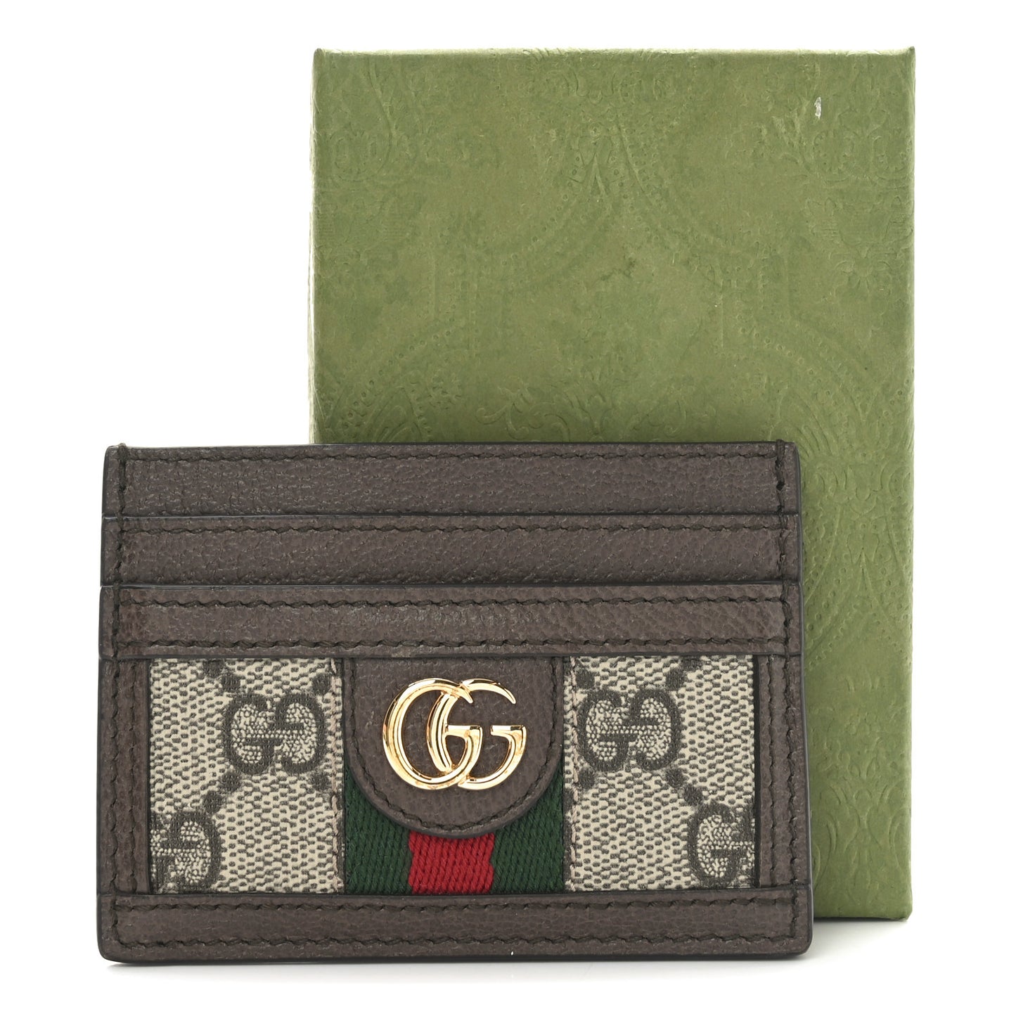 GG Supreme Monogram Ophidia Card Holder Brown
