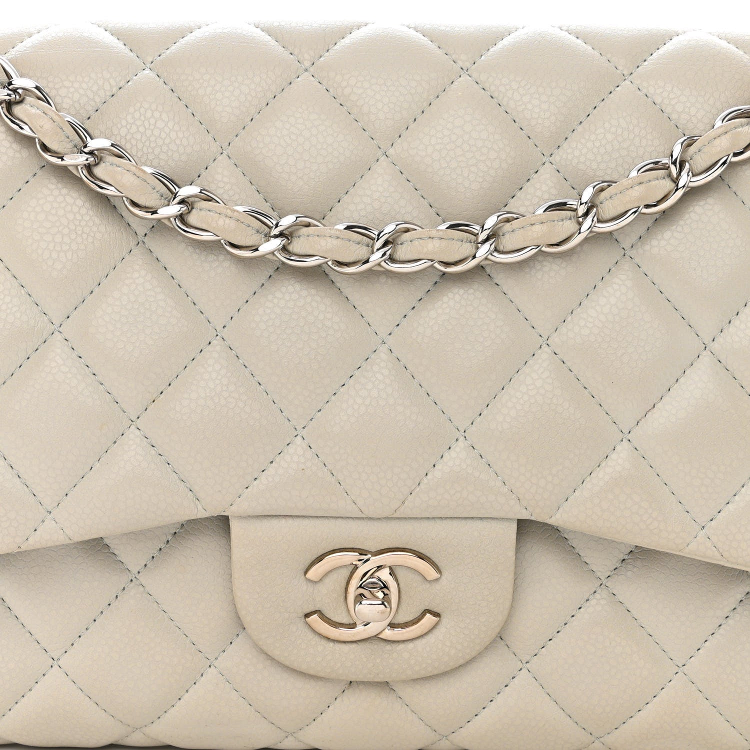 Chanel Caviar Quilted Jumbo Double Flap Grey 10 of 16