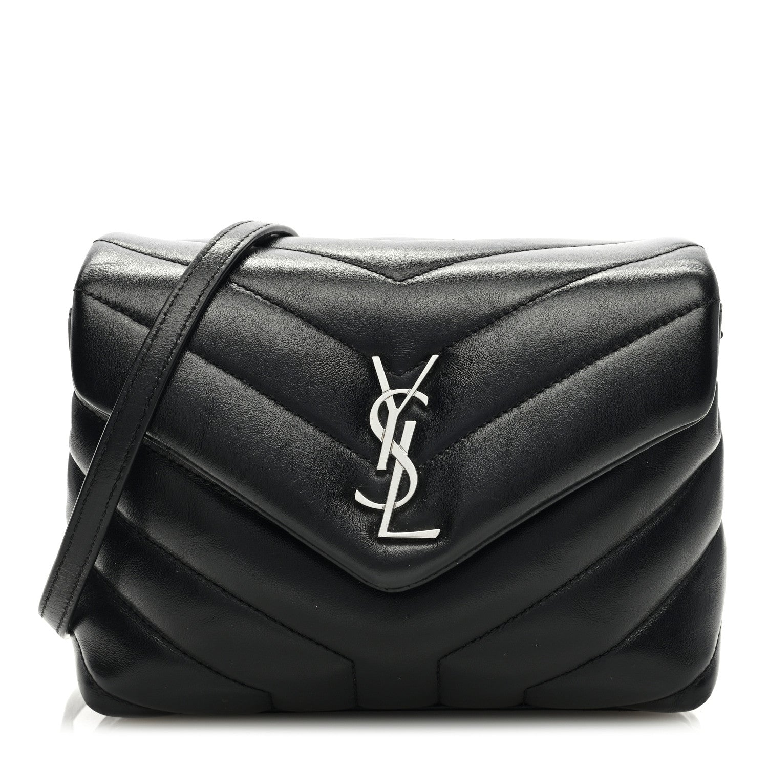 Saint Laurent SAINT LAURENT Calfskin Y Quilted Monogram Toy Loulou Crossbody Bag Black 1 of 11