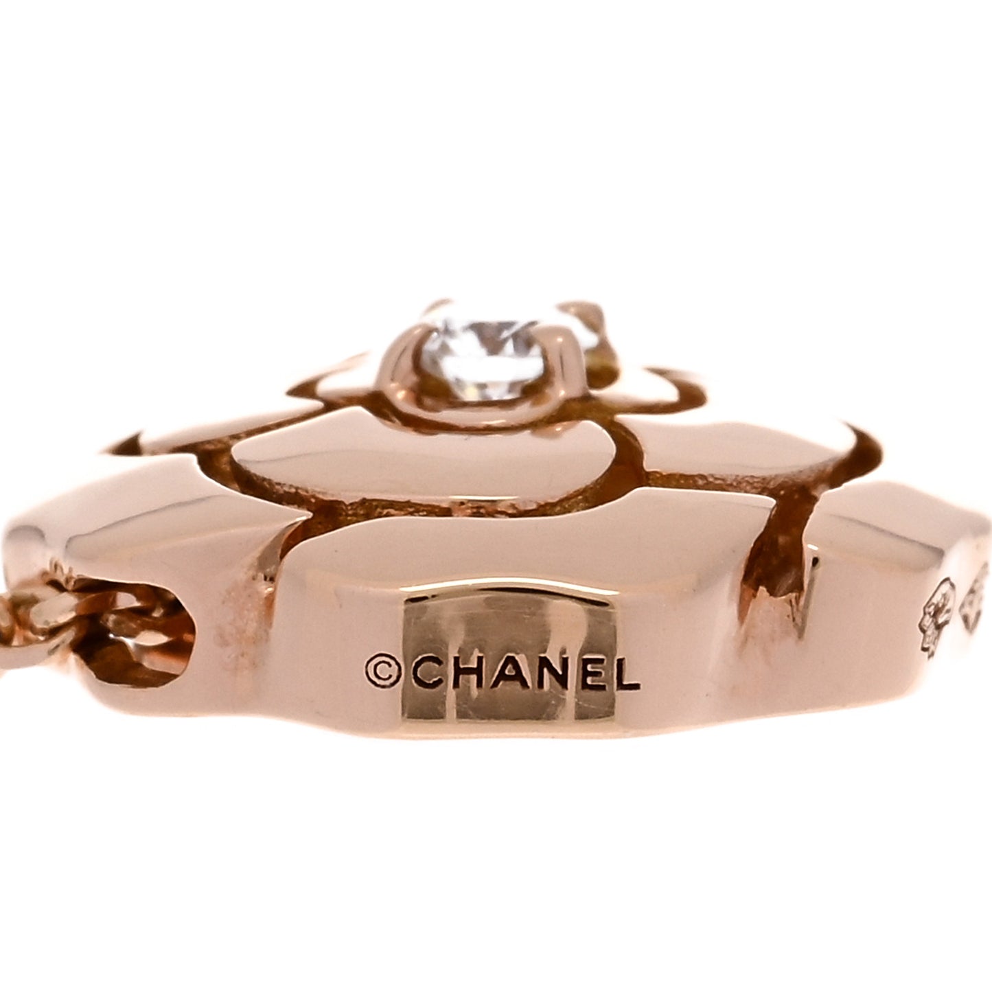 18K Rose Gold Diamond Extrait de Camelia Pendant Necklace