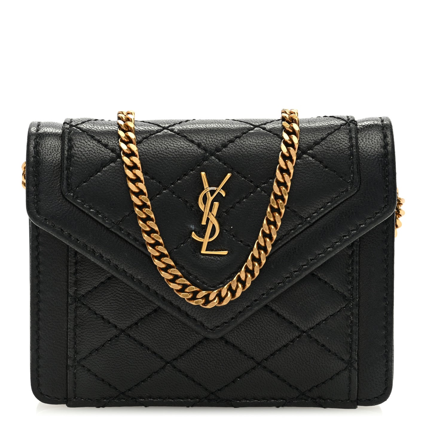 SAINT LAURENT Lambskin Quilted Micro Gaby Bag Black