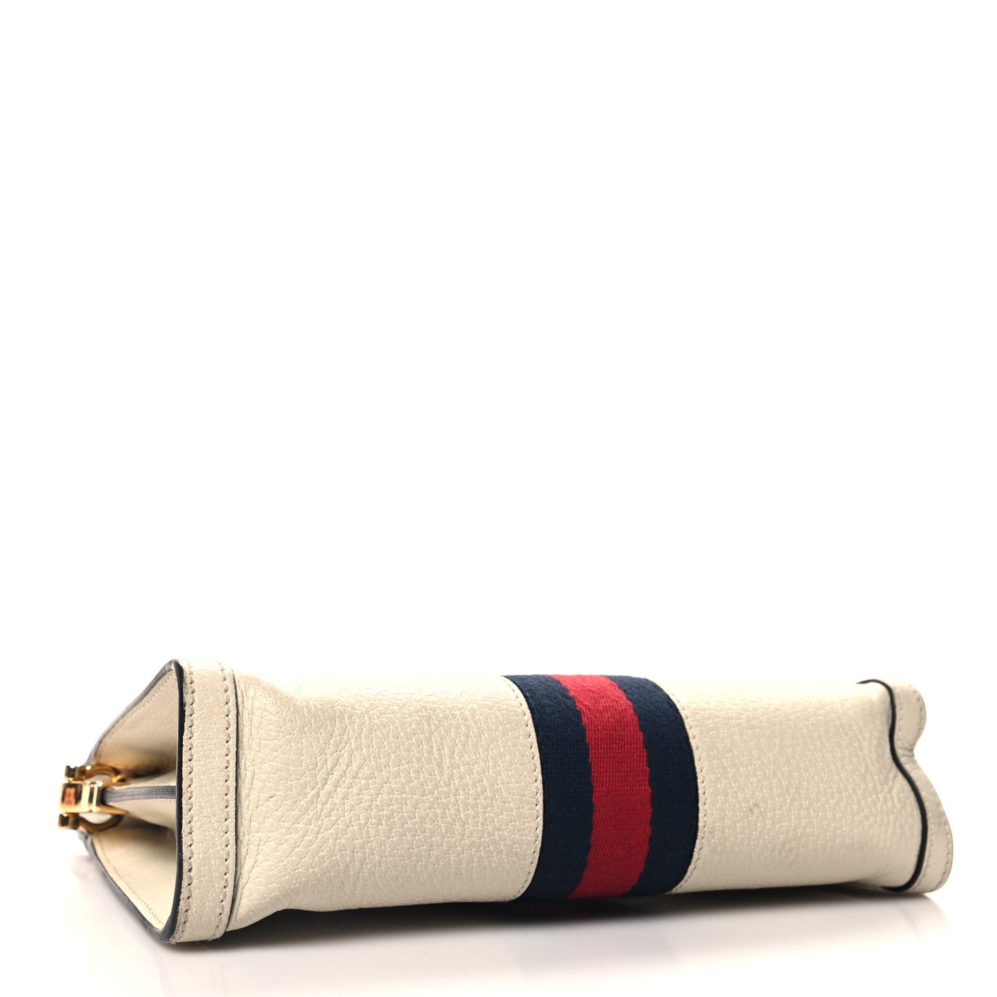 Textured Calfskin Web Small Ophidia Chain Shoulder Bag Mystic White