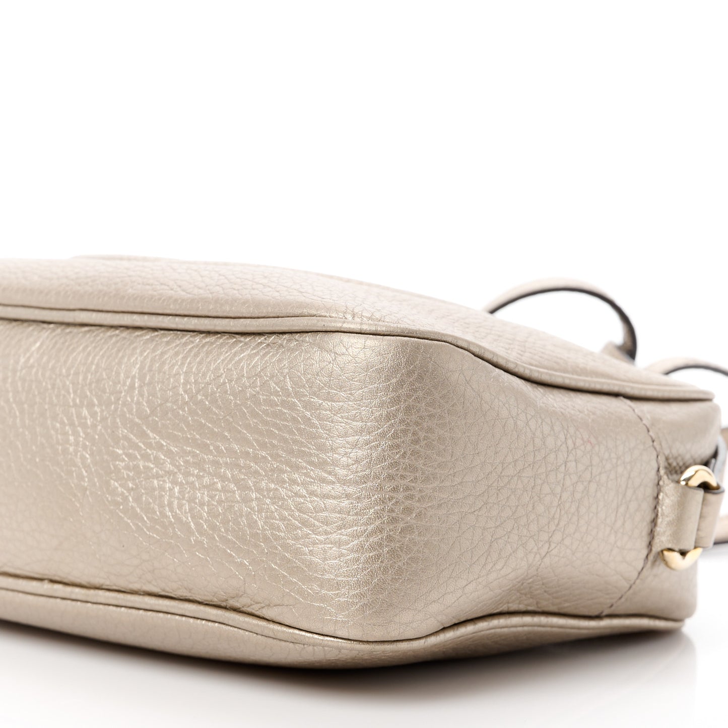 Metallic Pebbled Calfskin Small Soho Disco Bag Golden Beige