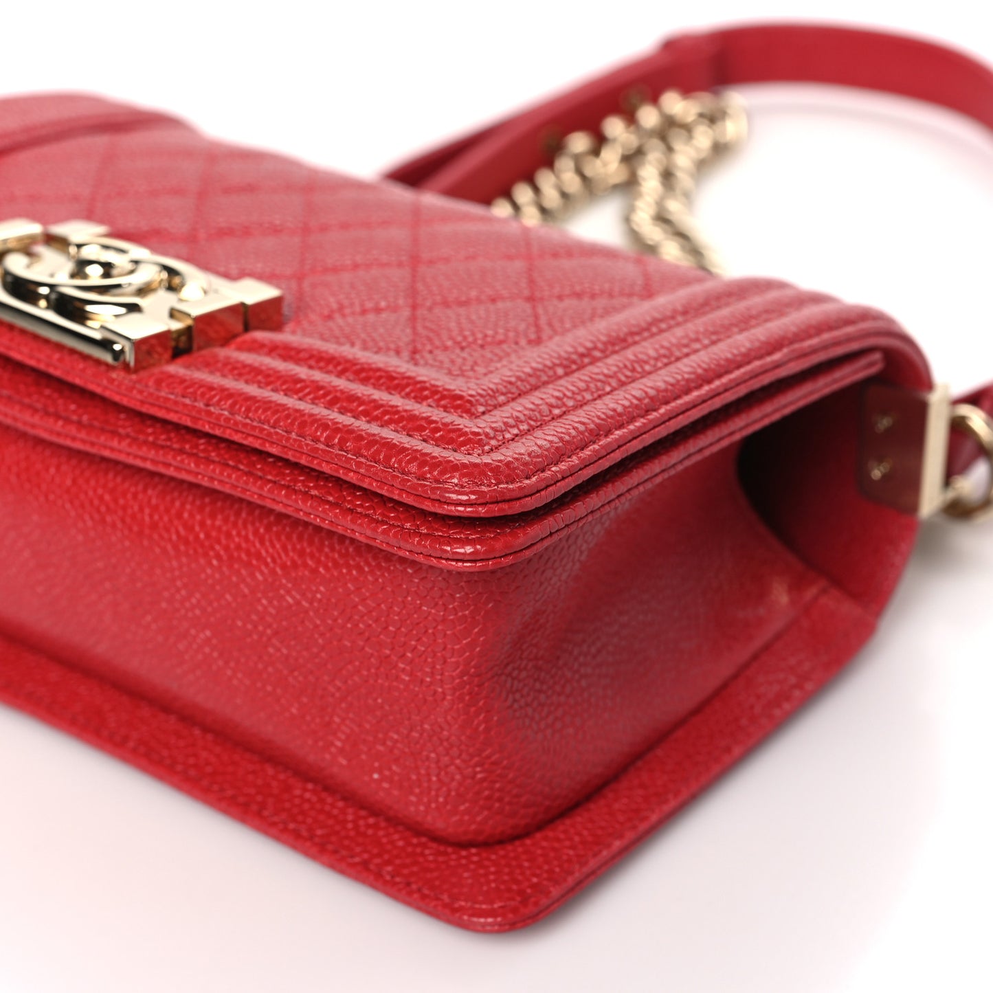Caviar Quilted Small Boy Flap Red
