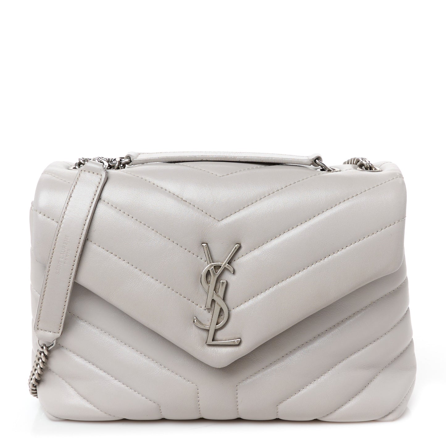 Calfskin Y Quilted Monogram Small Loulou Chain Satchel Granite