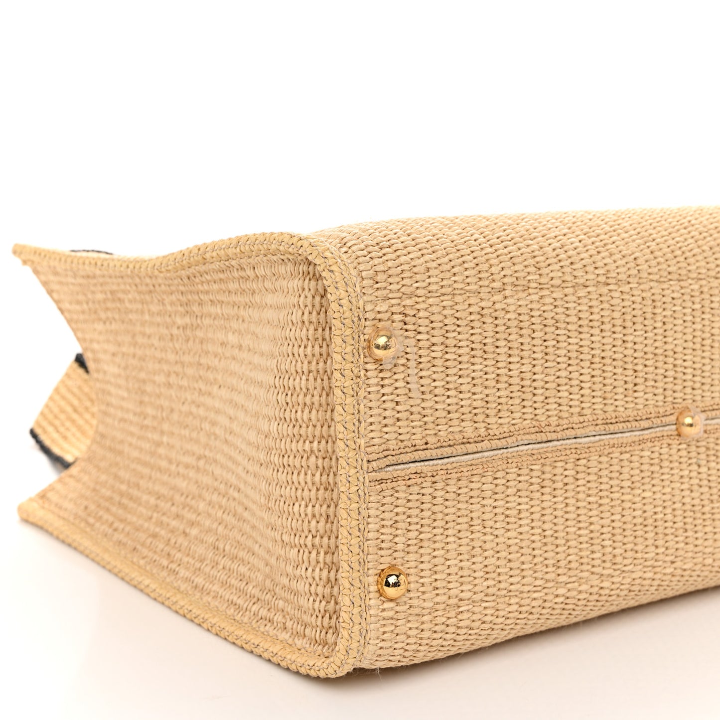 Straw Vitello King Plexiglass Woven Medium Fendi Sunshine Shopper Tote Natural Black