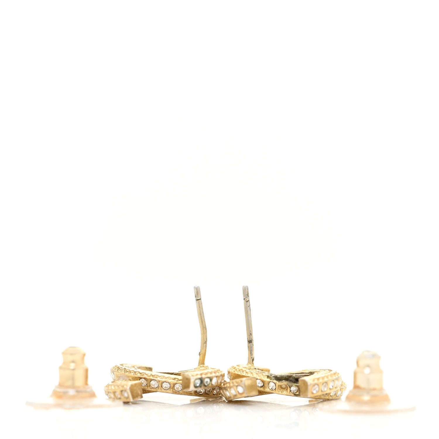 Chanel Baguette Crystal CC Earrings Gold Black 3 of 6