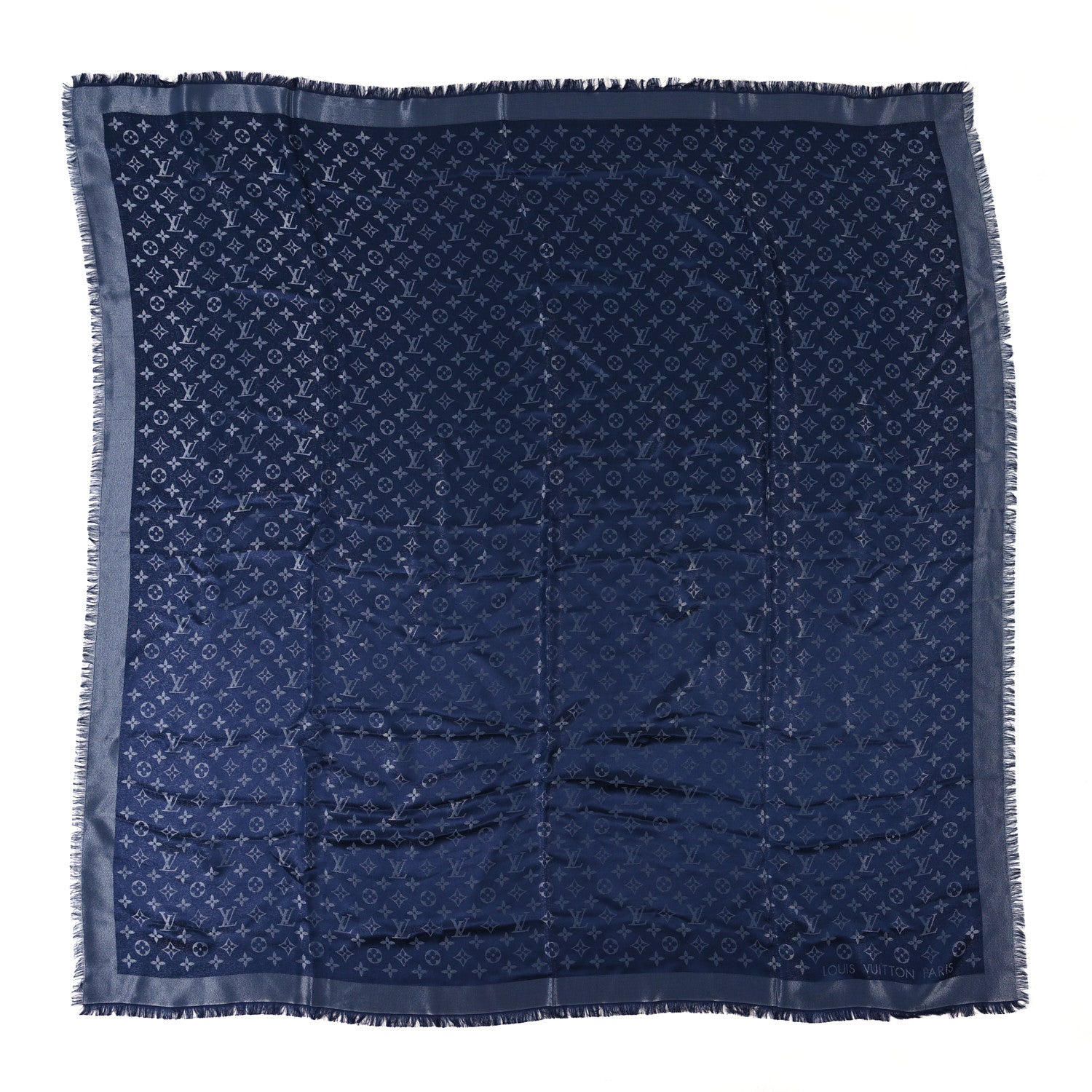 Louis Vuitton Silk Wool Monogram Denim Shawl Blue 1 of 3
