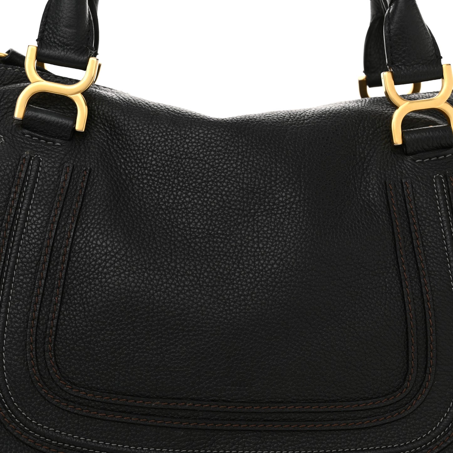 Calfskin Large Marcie Satchel Black