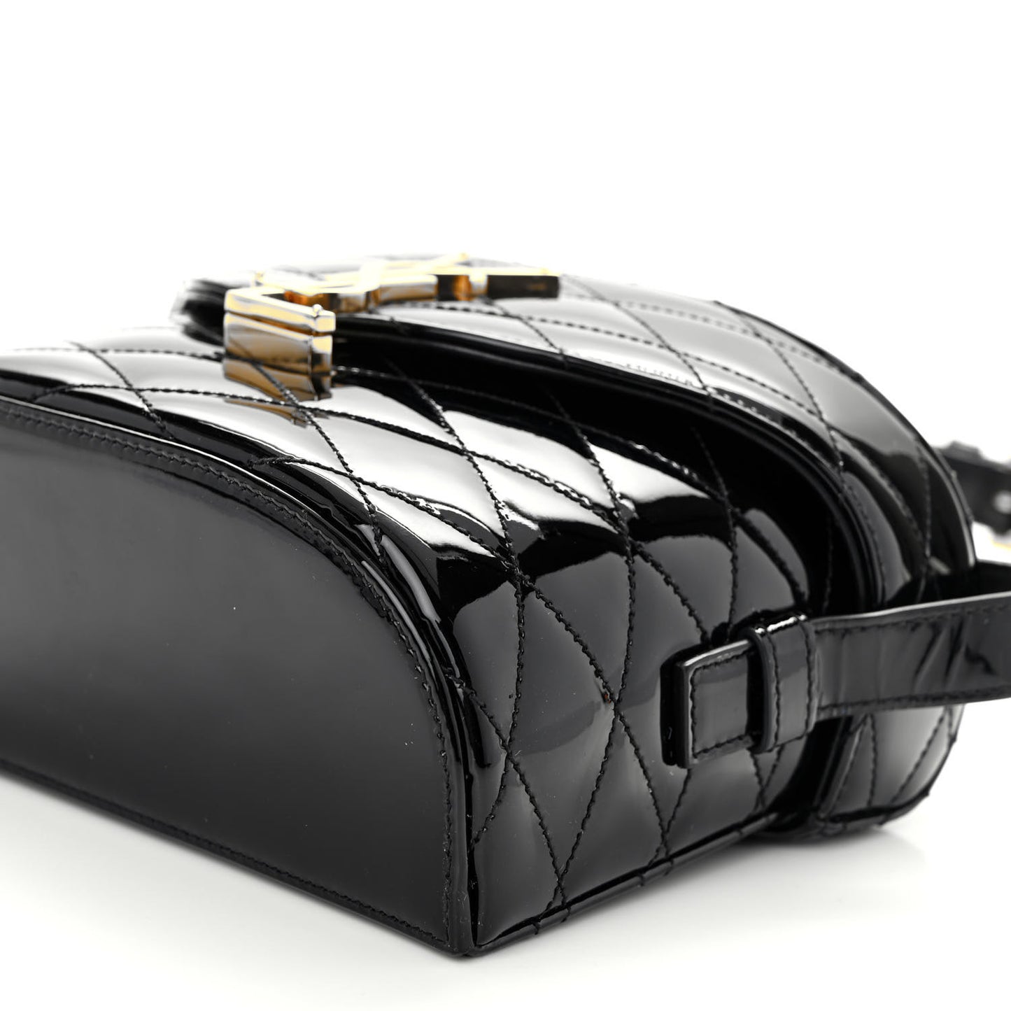 Patent Matelasse Monogram June Box Bag Black