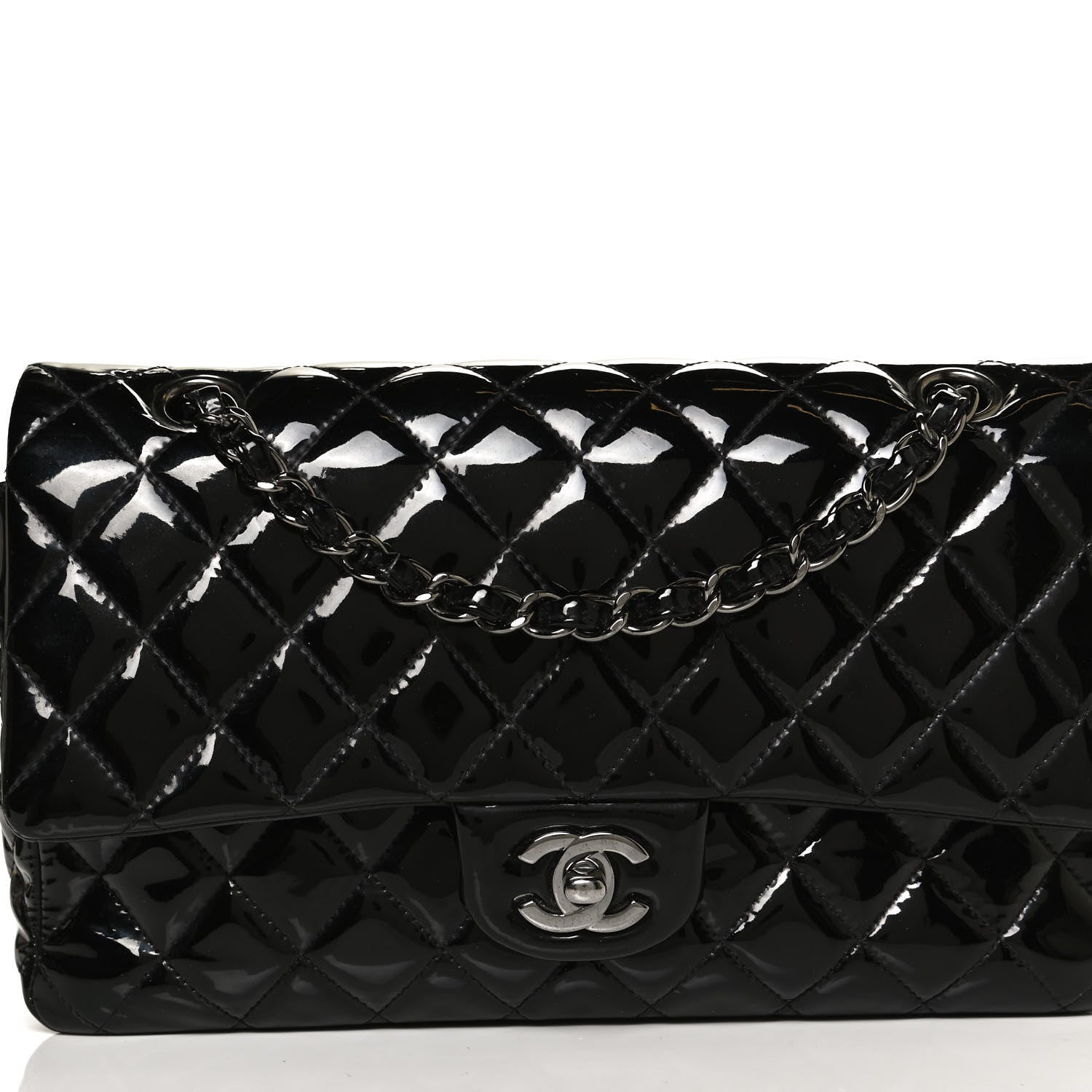 Chanel Patent Quilted Medium Double Flap Black 10 of 15