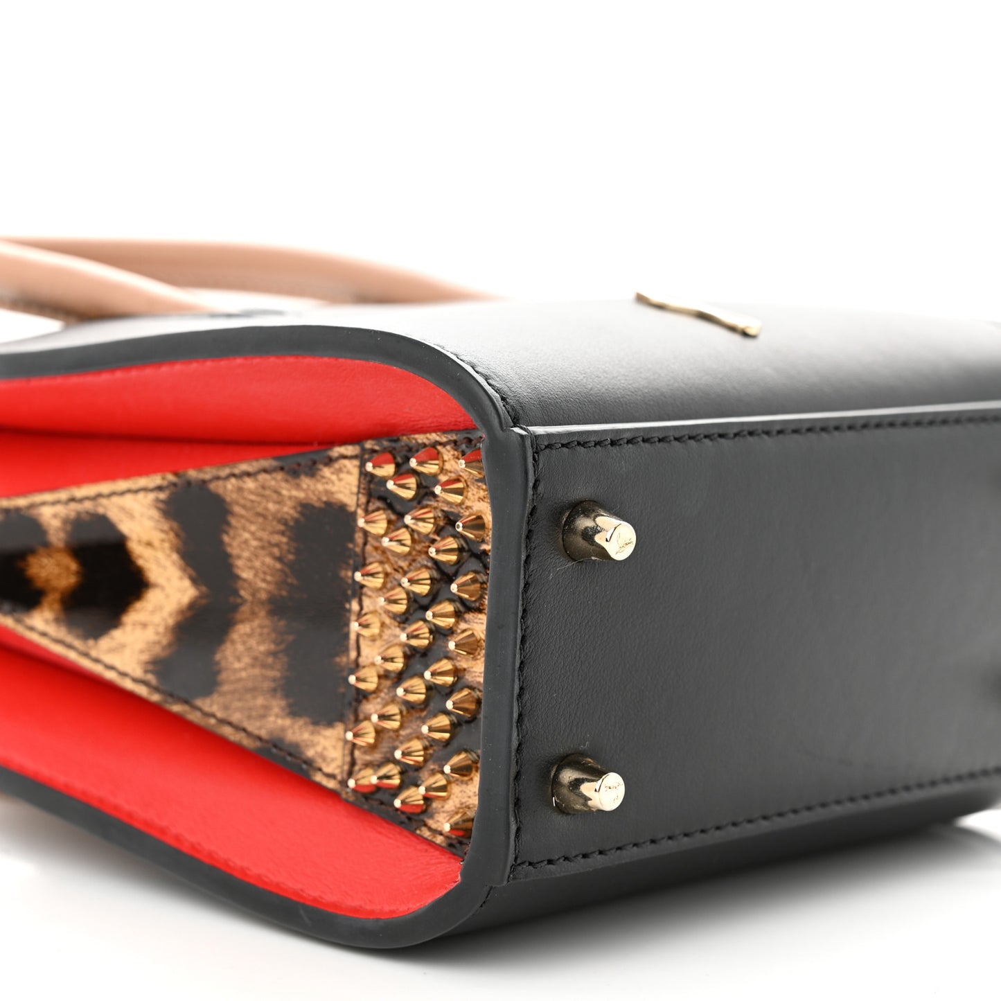 Calfskin Patent Leopard Studded Nano Paloma Black