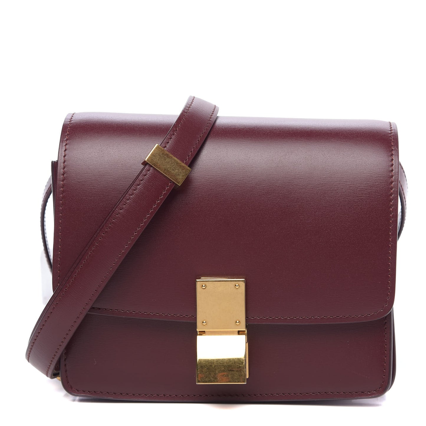 Box Calfskin Small Classic Box Flap Bag Burgundy